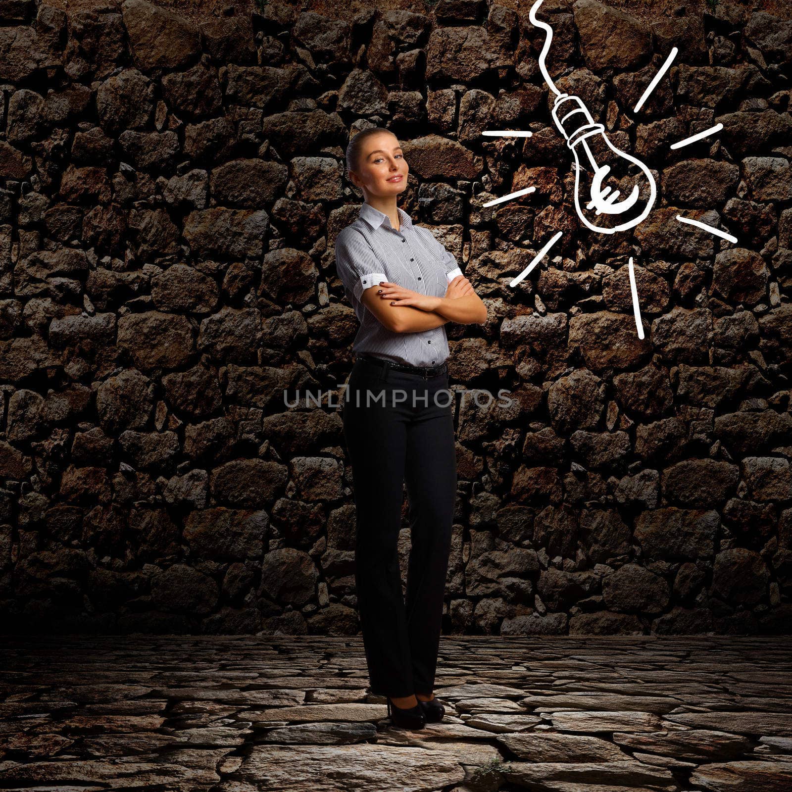 Image of attractive businesswoman against dark background