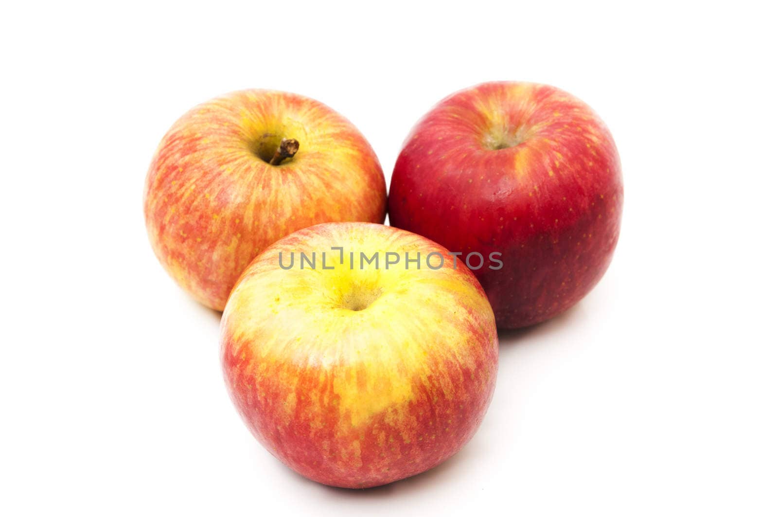 red and yellow apples on a white background 