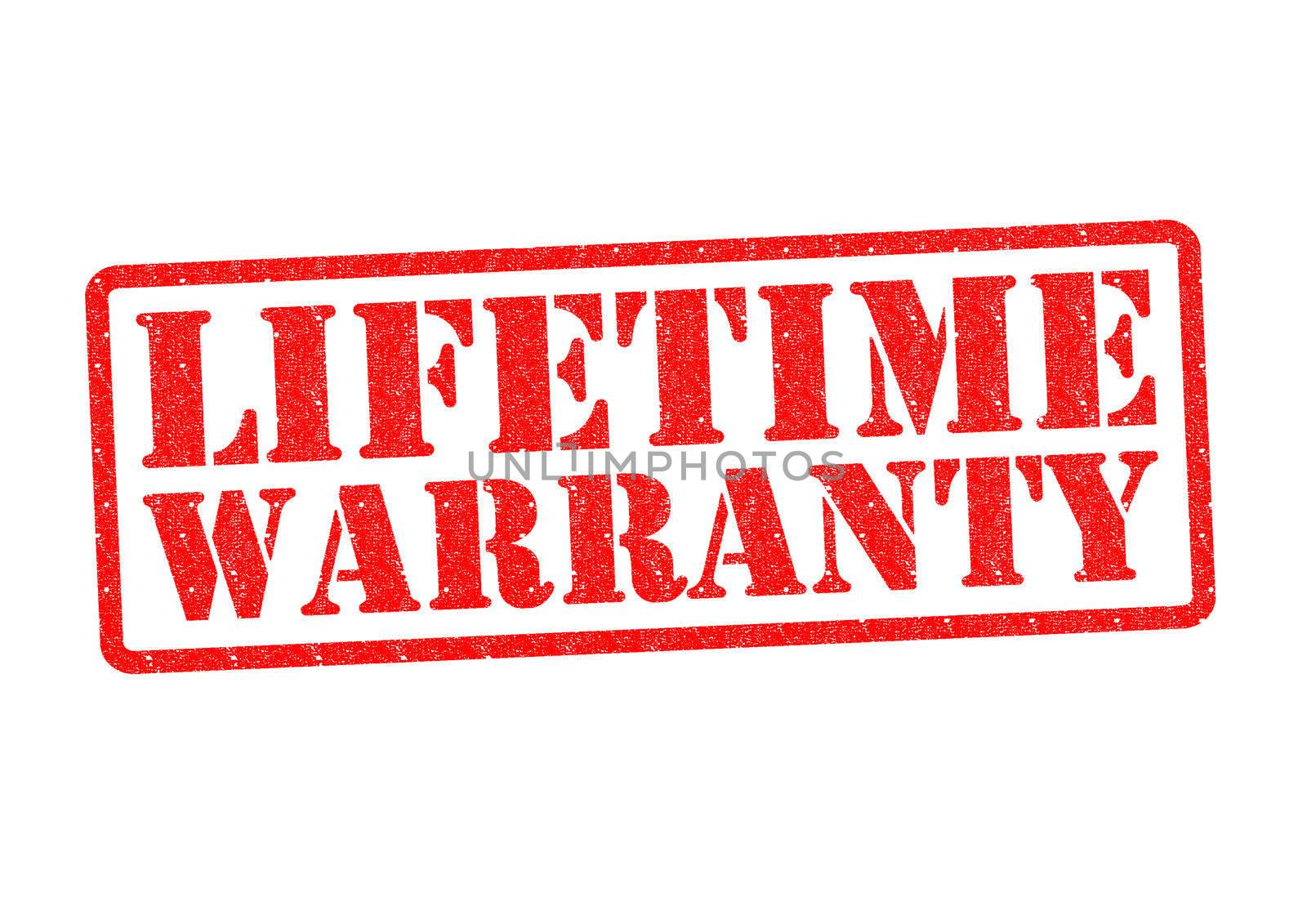 LIFETIME WARRANTY Rubber stamp over a white background.