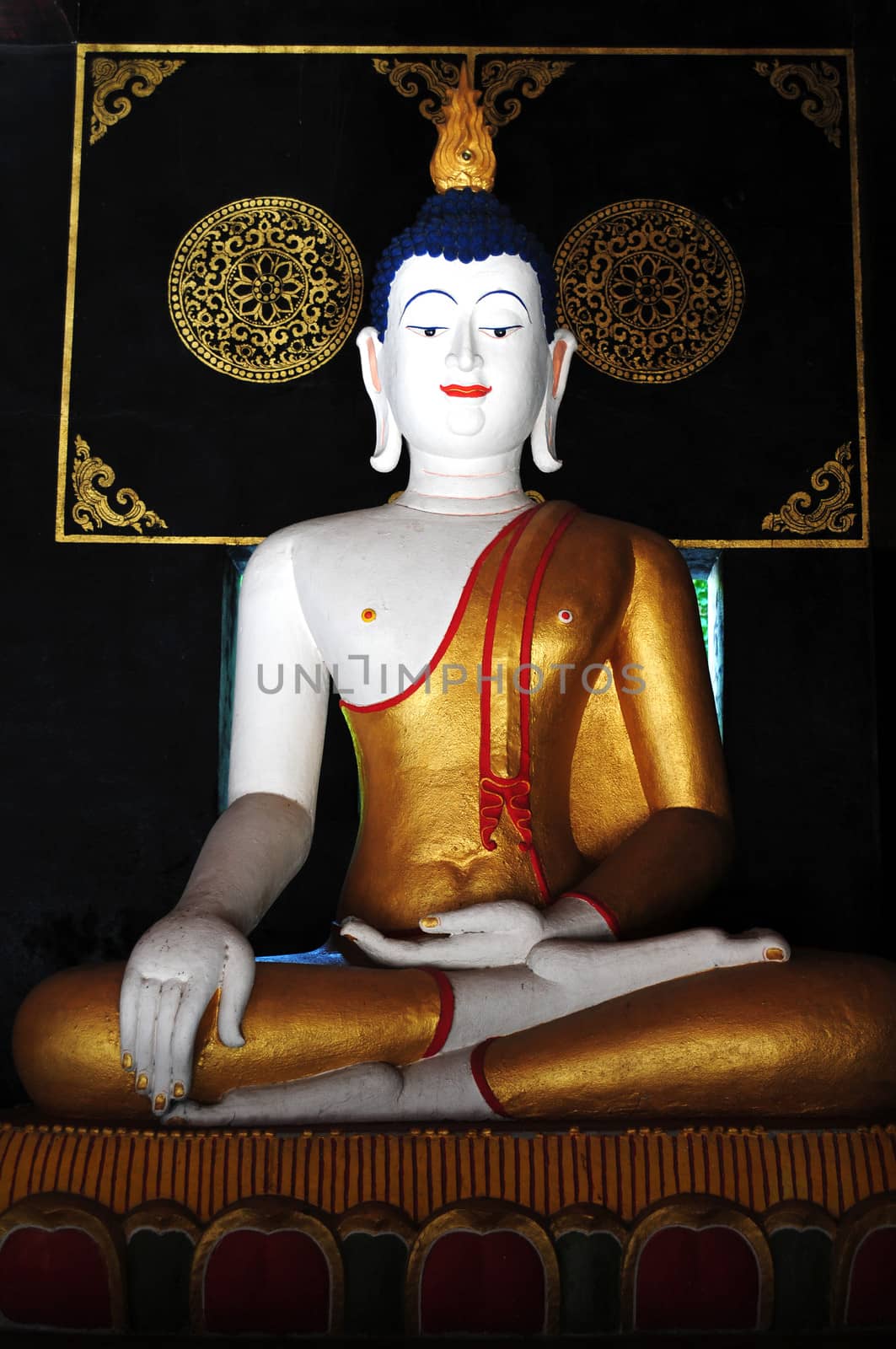 Ancient Sitting Buddha sculpture in Chiang Mai, Thailand