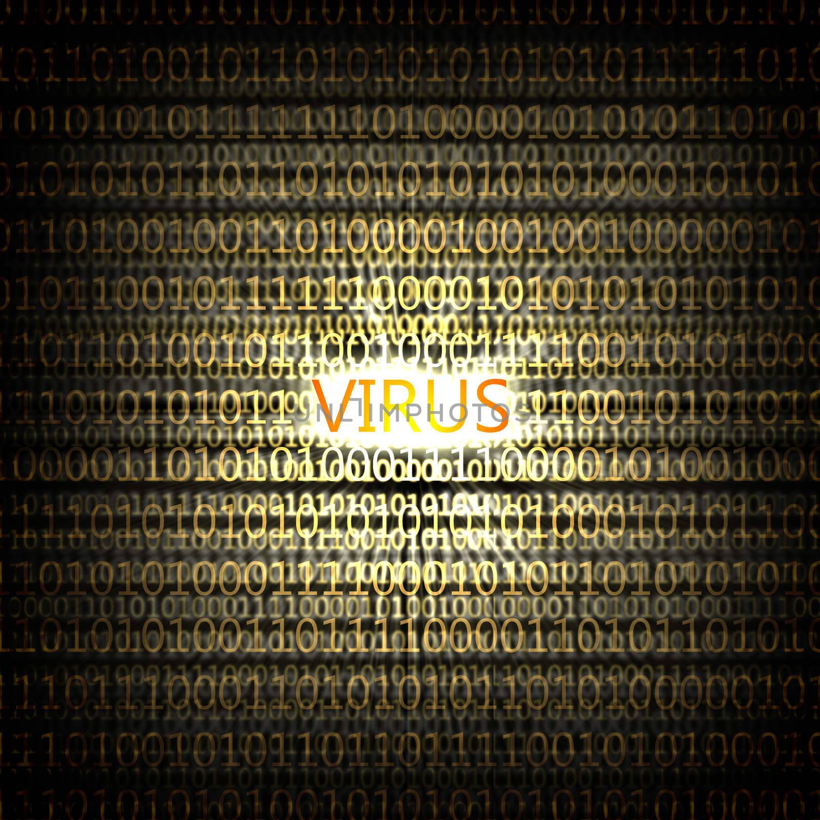 A computer virus detection symbol illustration with word Virus