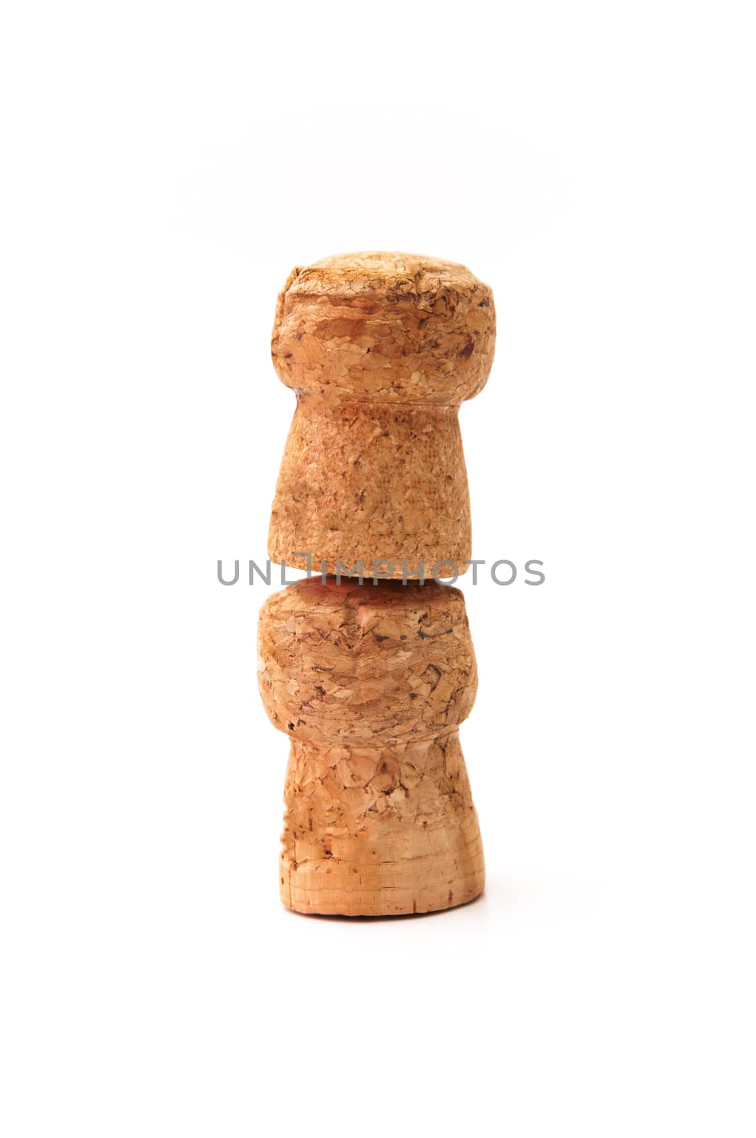corks on a white background
