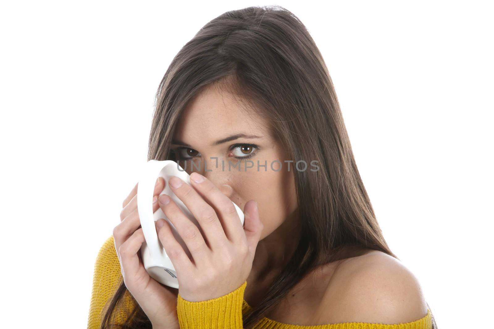 Woman Drinking a Mug of Coffee