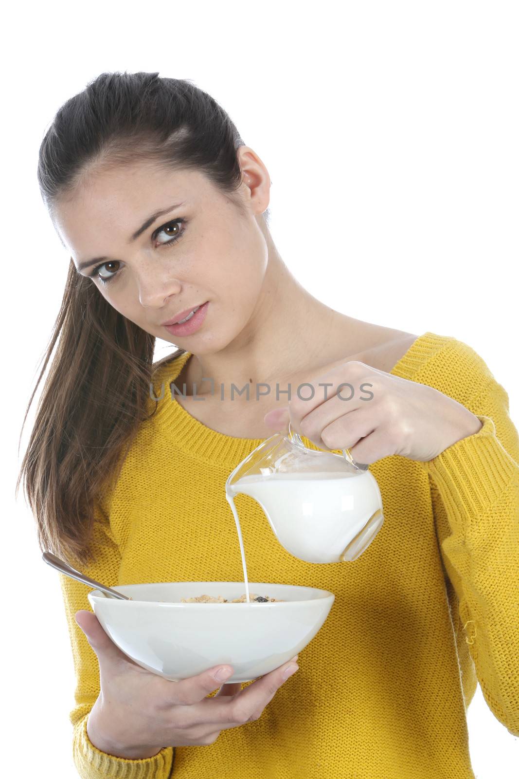 Woman Holding a Bowl of Breakfast Cereals