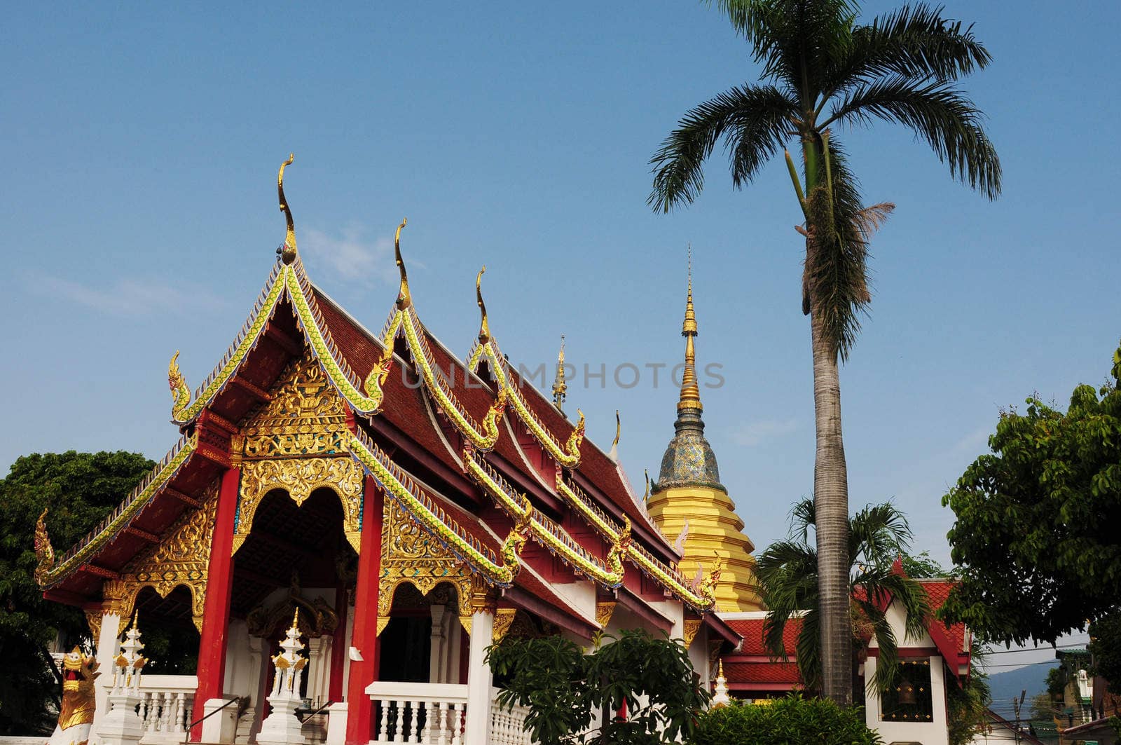 Landmark of an Ancient wat in Chiang Mai, Thailand