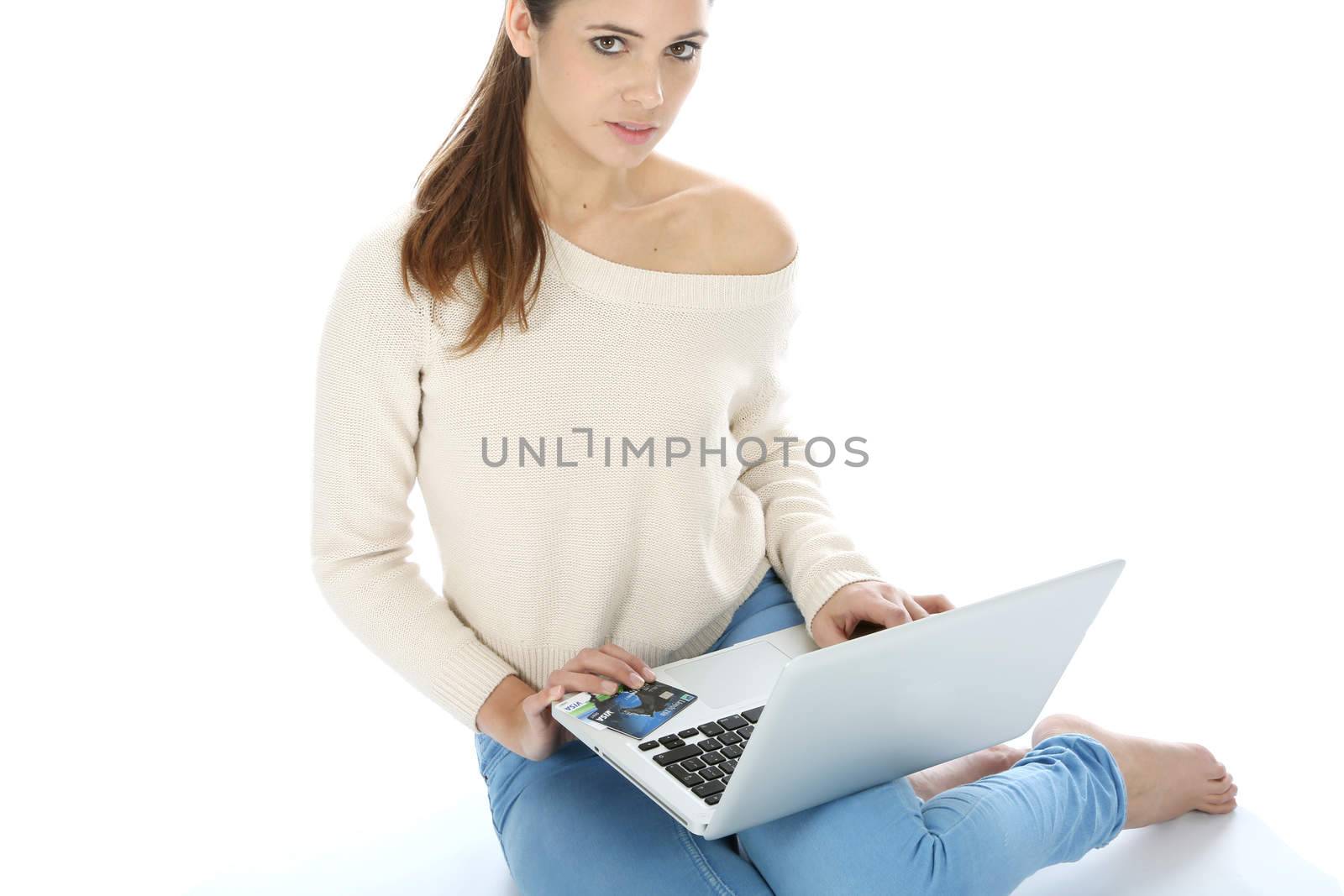 Woman Using Laptop Computer