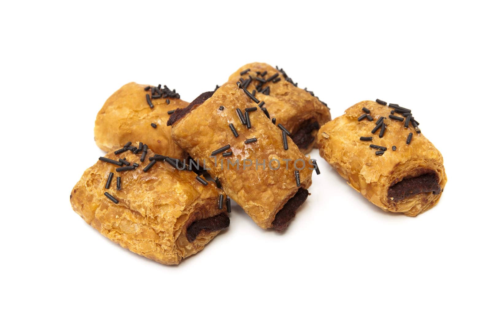 chocolate croissants on a white background