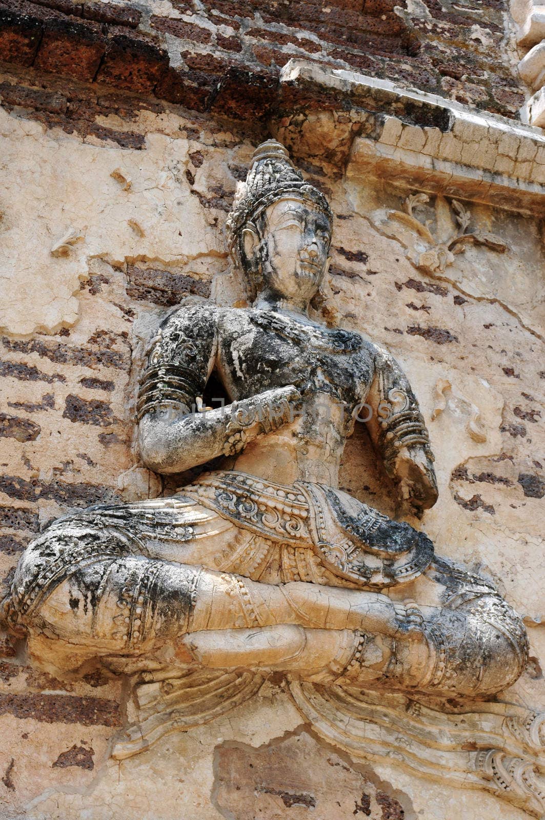 Ancient wat ruins of Buddha sculpture in Chiang Mai,Thailand