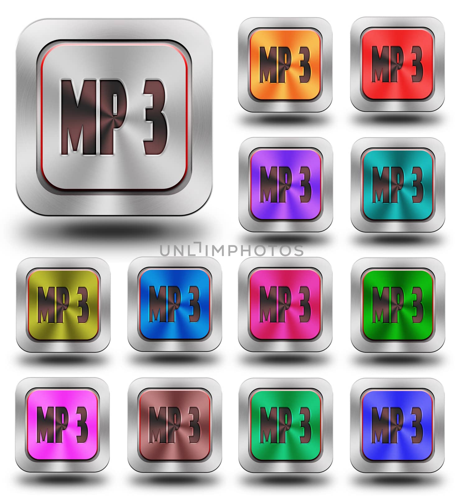 MP3 aluminum glossy icons, crazy colors by konradkerker