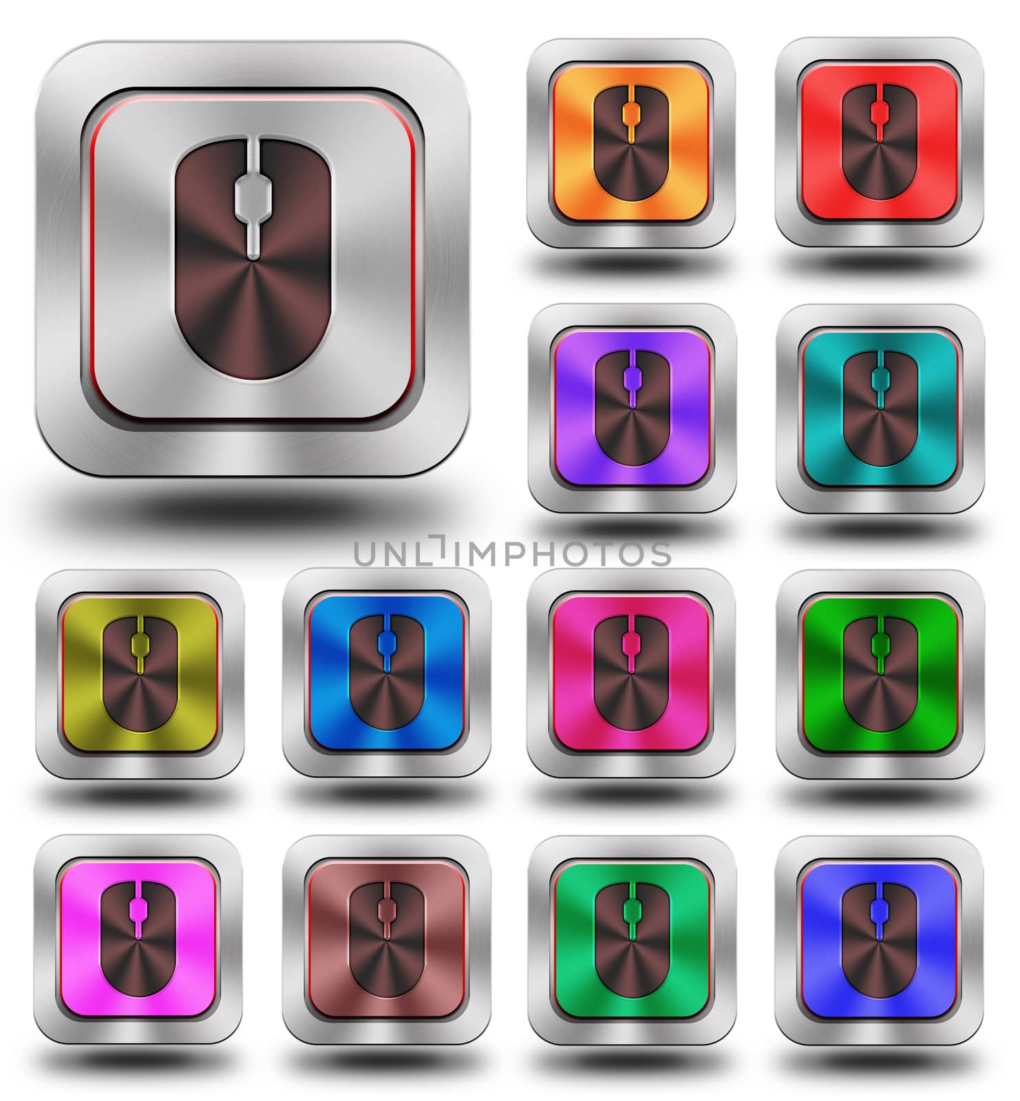 Mouse aluminum glossy icons, crazy colors by konradkerker