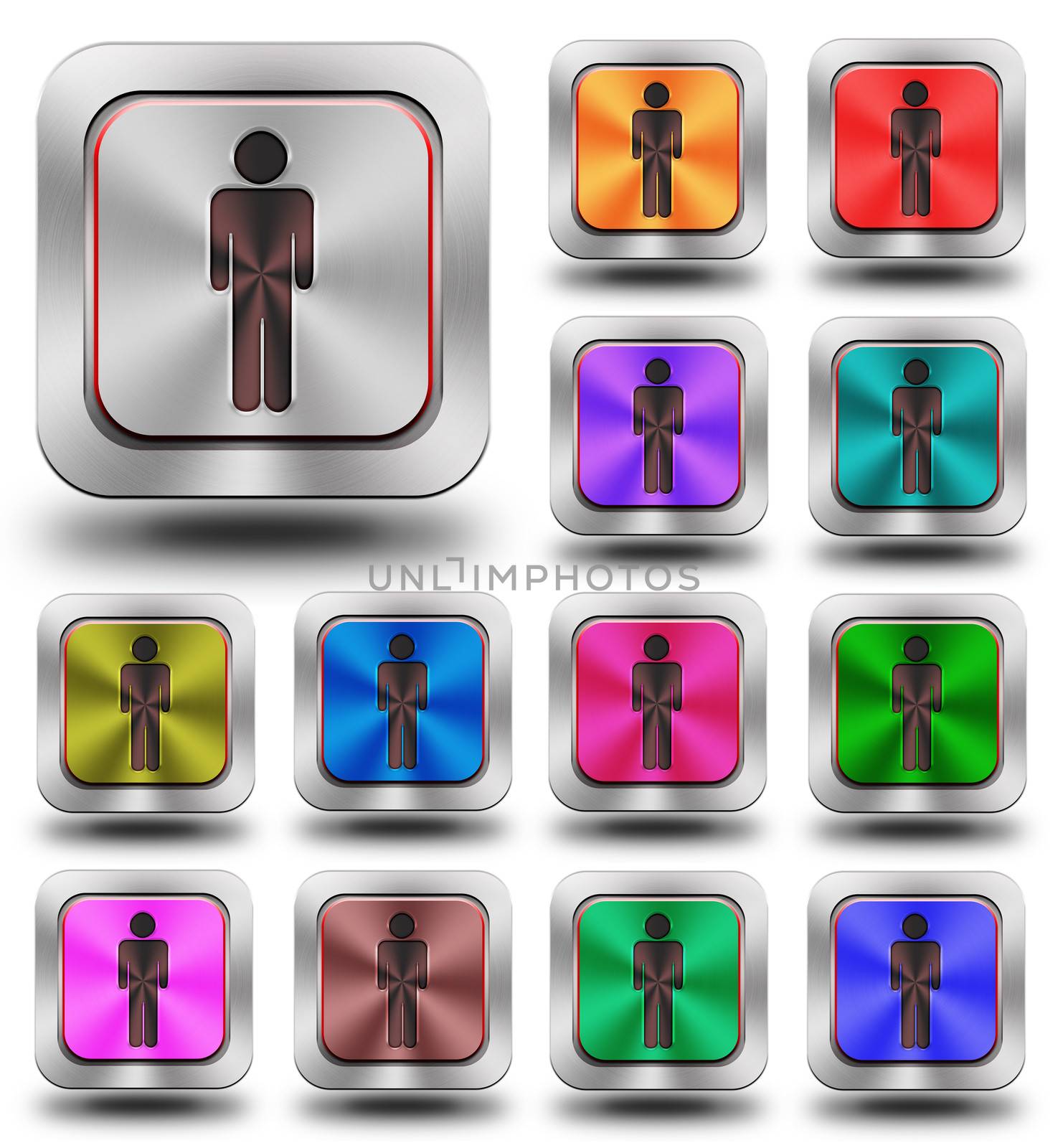 Men aluminum glossy icons, crazy colors by konradkerker