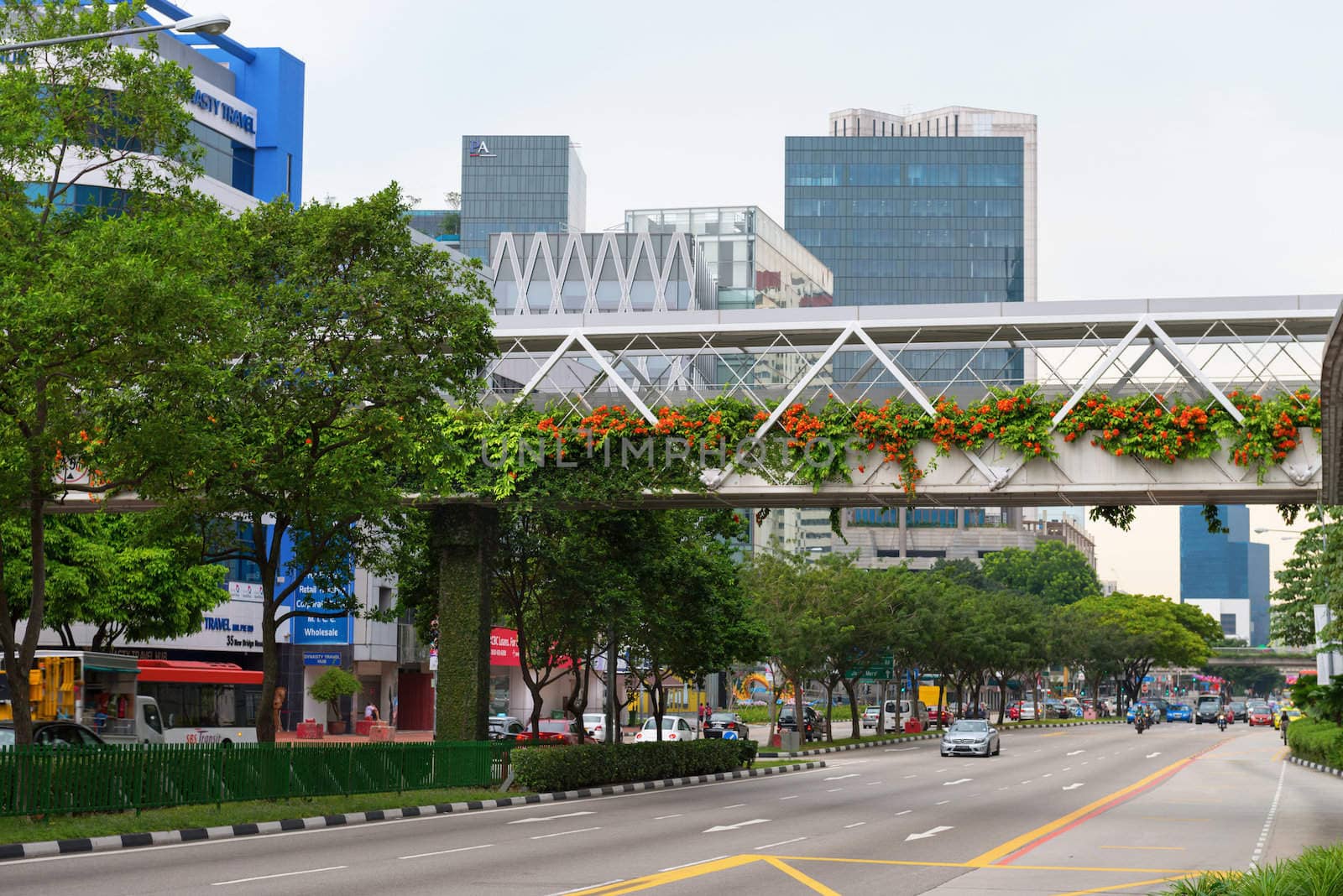 Street scene in central business diistrict in Singapore by iryna_rasko