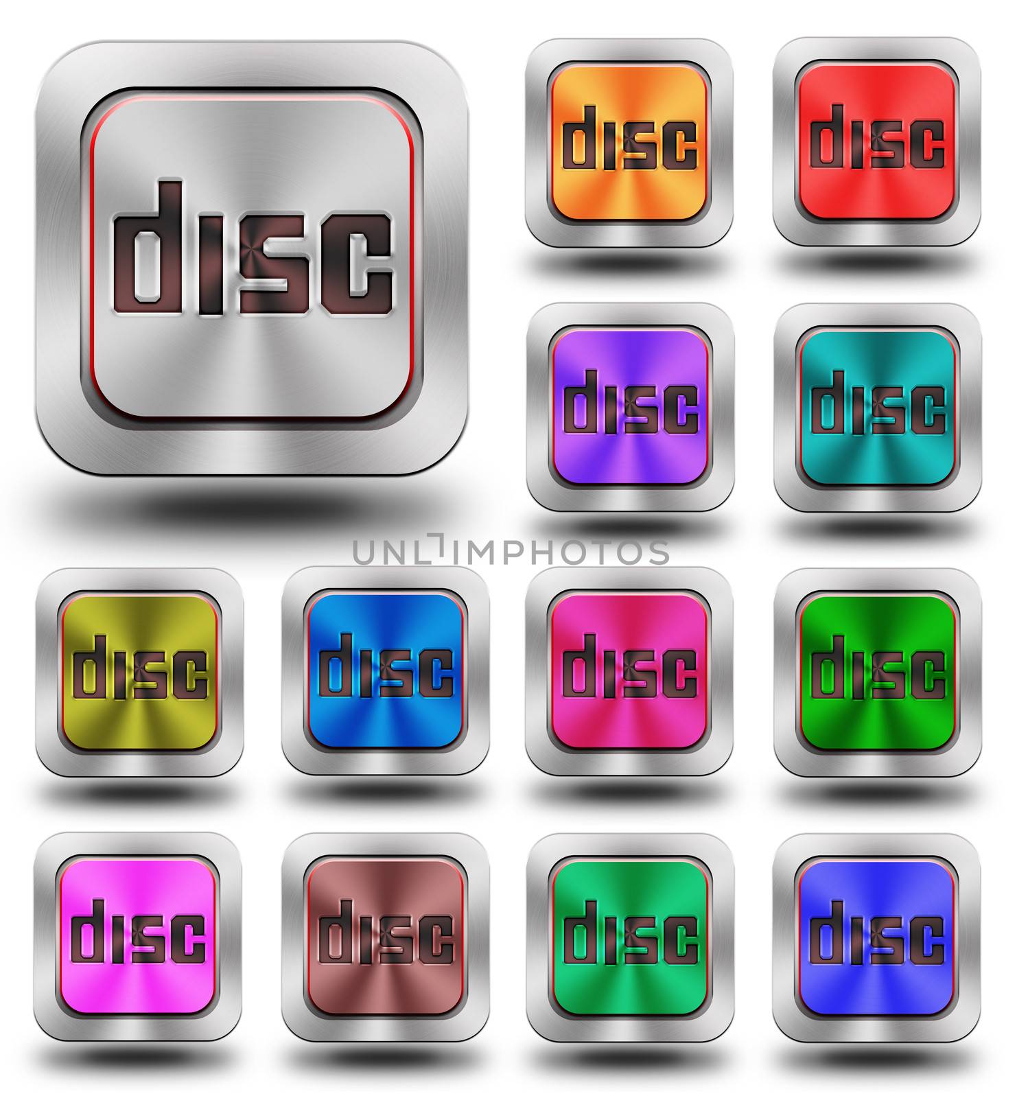 Disc aluminum glossy icons, crazy colors by konradkerker