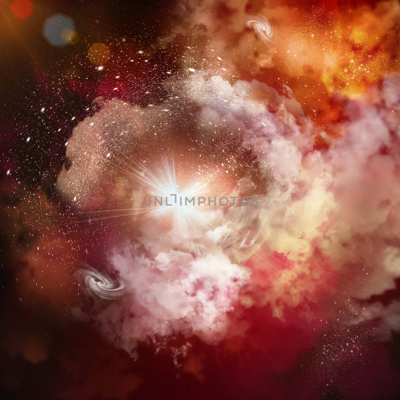 Cosmic clouds of mist on bright colorful backgrounds