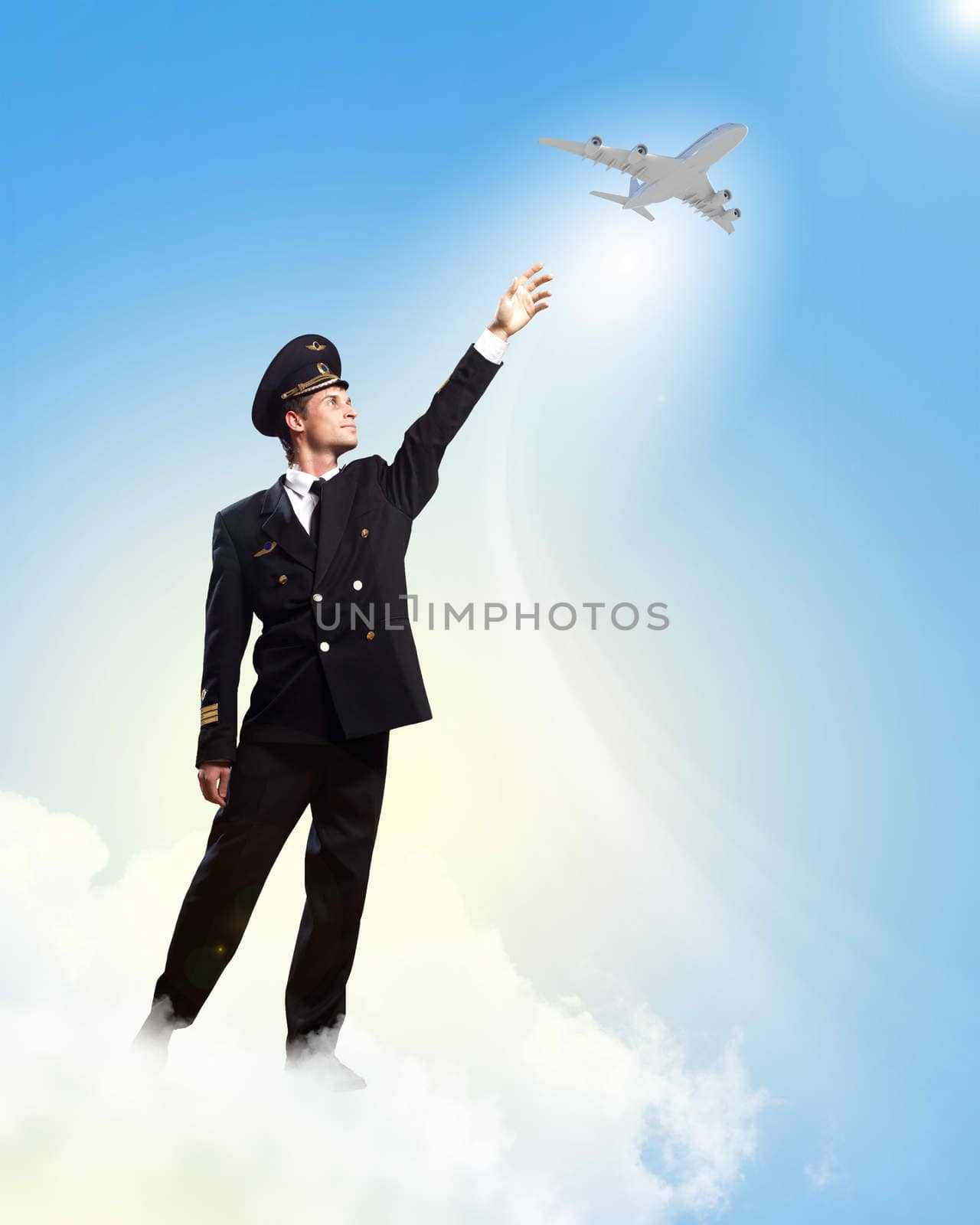 Image of pilot touching air by sergey_nivens