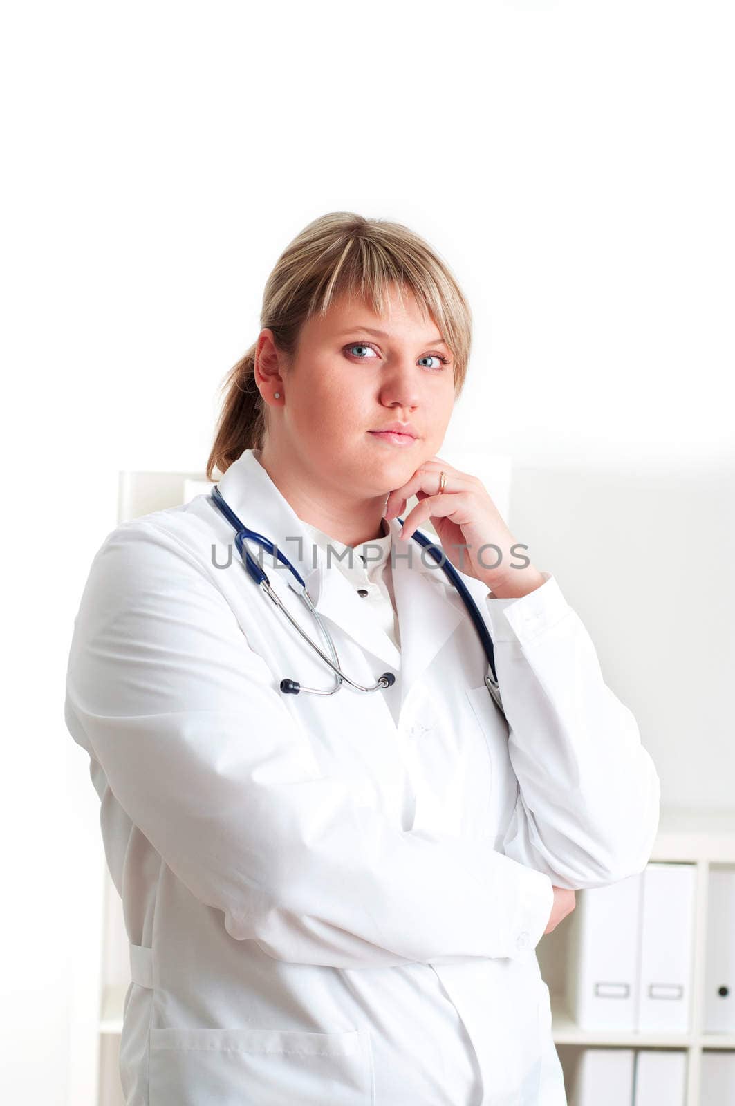 Smiling medical doctor woman with stethoscope. by adam121