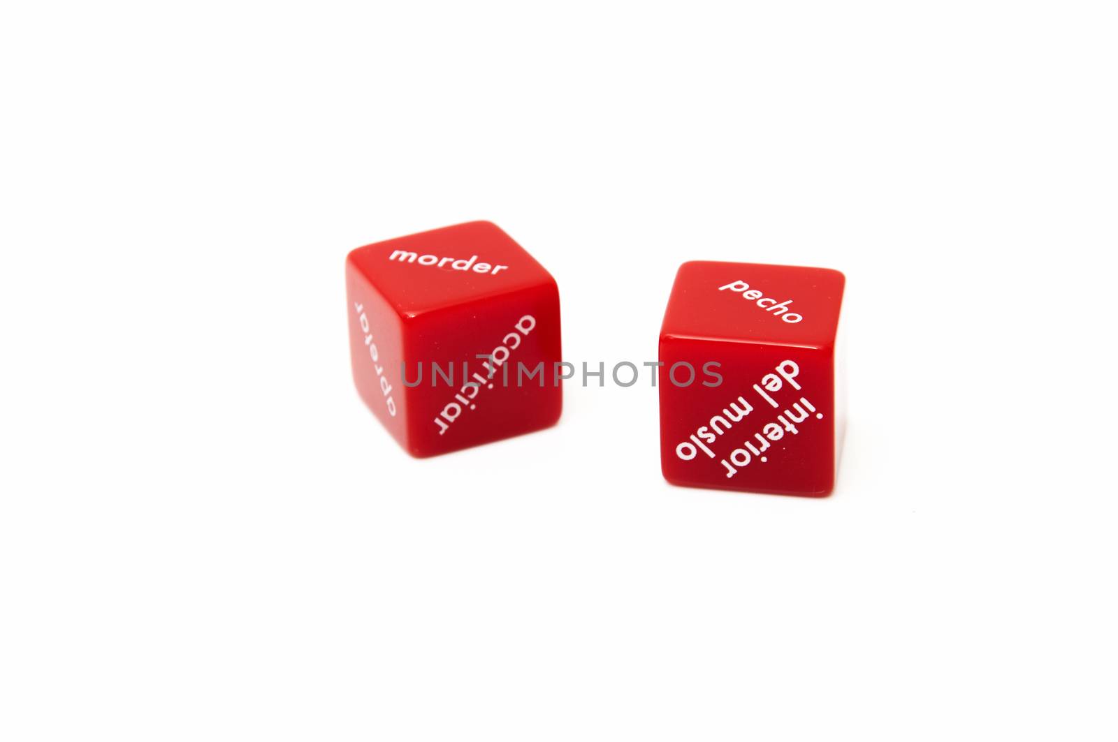 Love dice on a white background