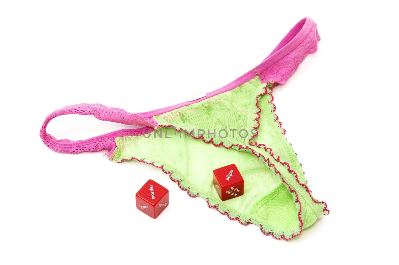lingerie love dice on a white background