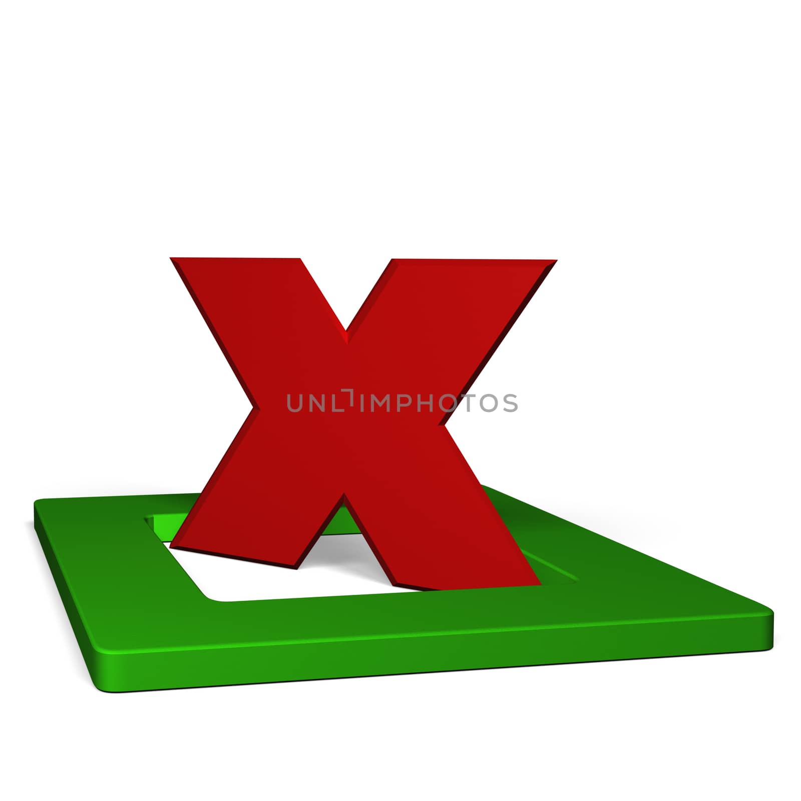 Red 3d symbol of cross mark on white background