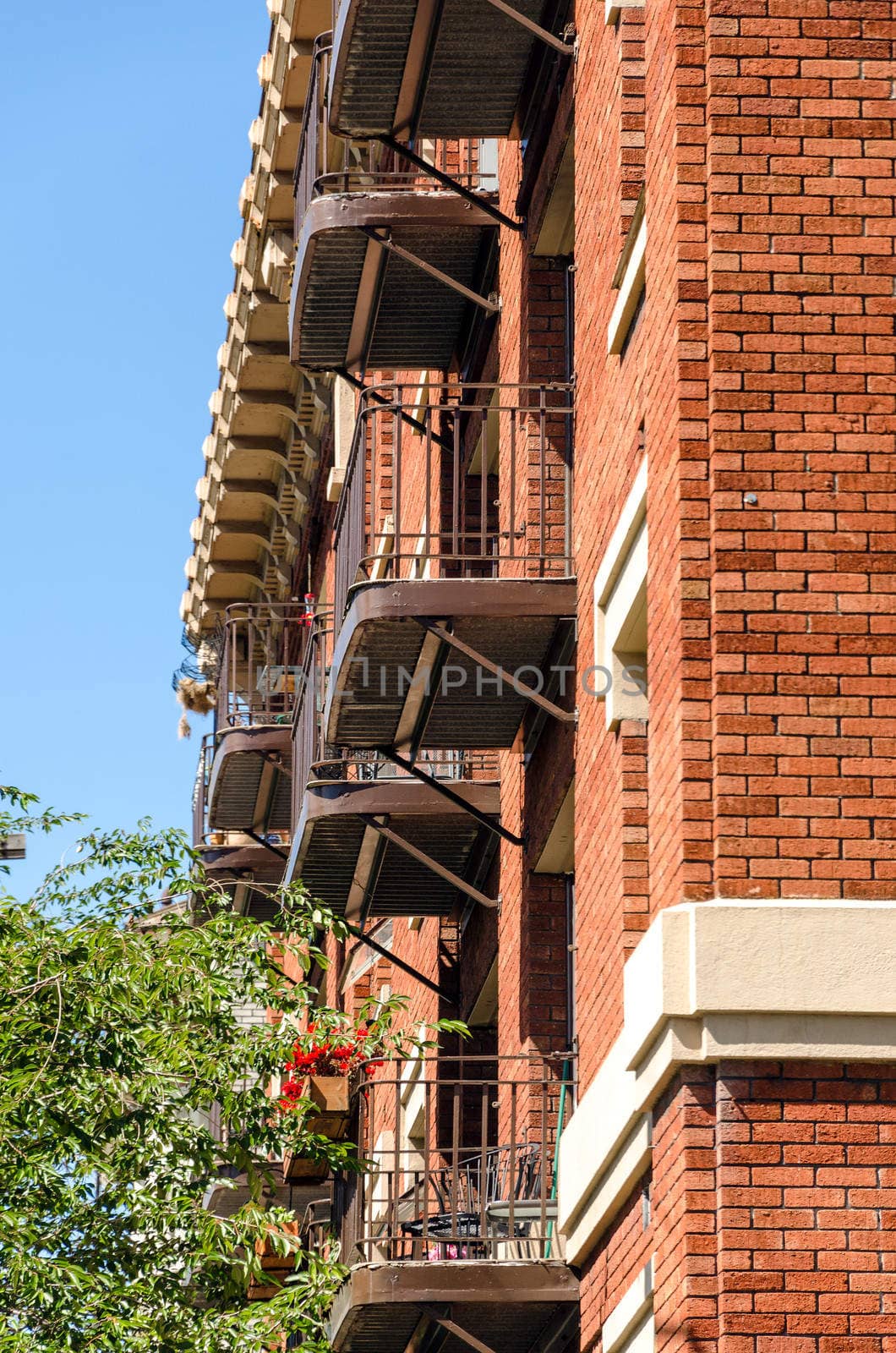 Brick building with balconies in Portland, Oregon