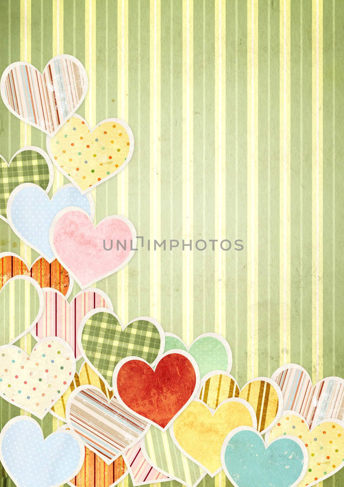 Valentine background with paper hearts