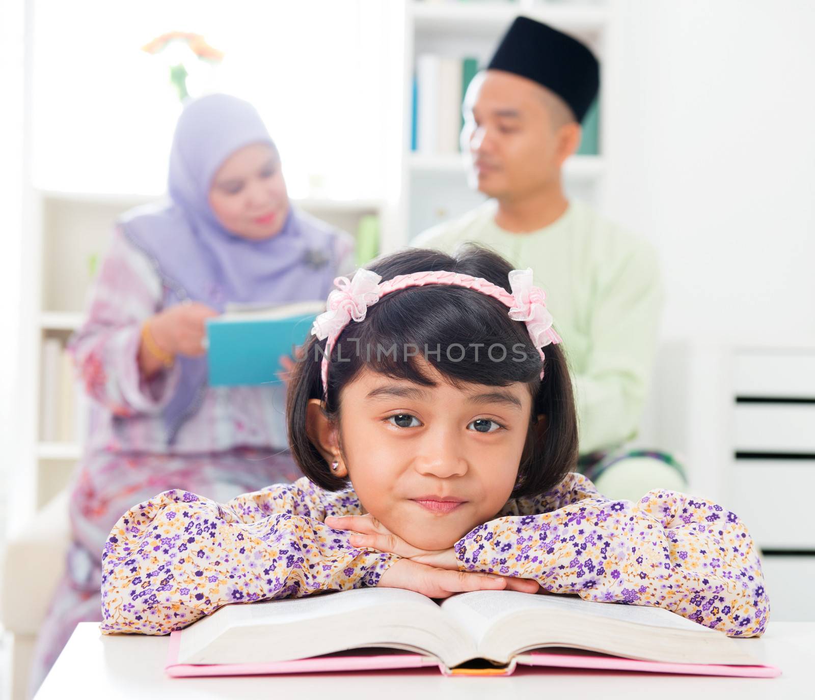 Muslim girl reading book. by szefei