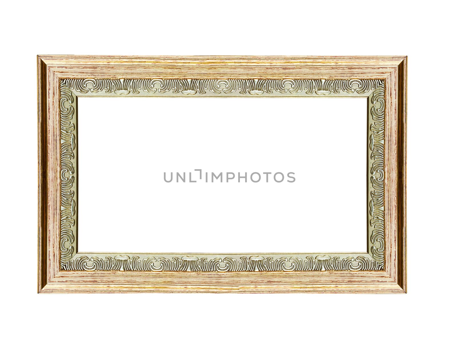 Empty wooden vintage frame isolated on white background