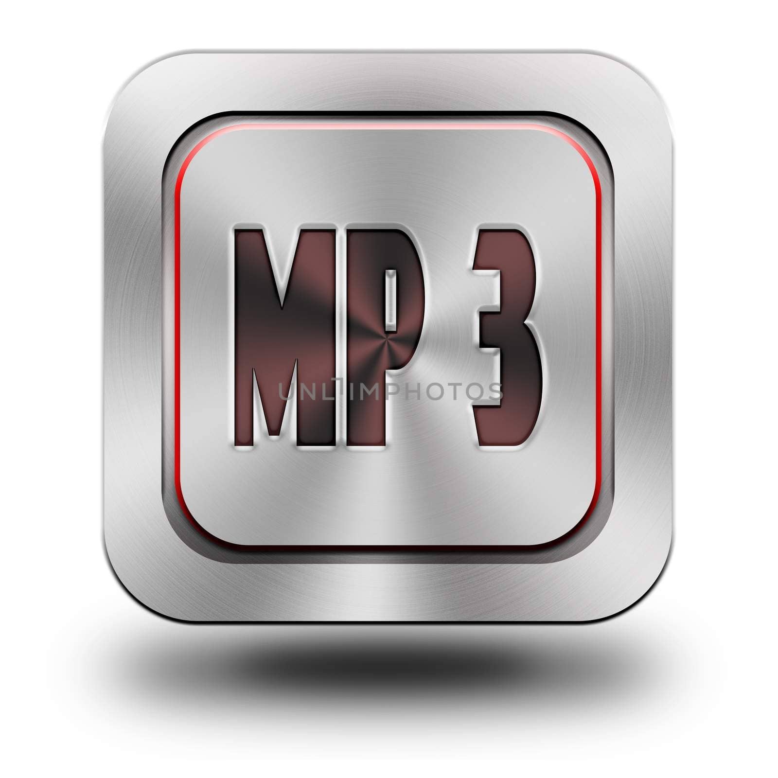 Mp3, aluminum, steel, chromium, glossy, icon, button, sign, icons, buttons, crazy colors