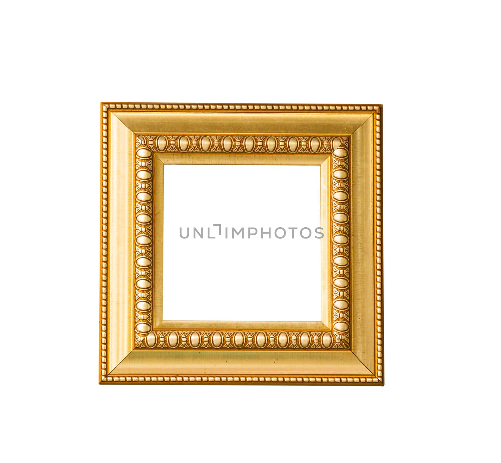 Golden vintage frame isolated on white background