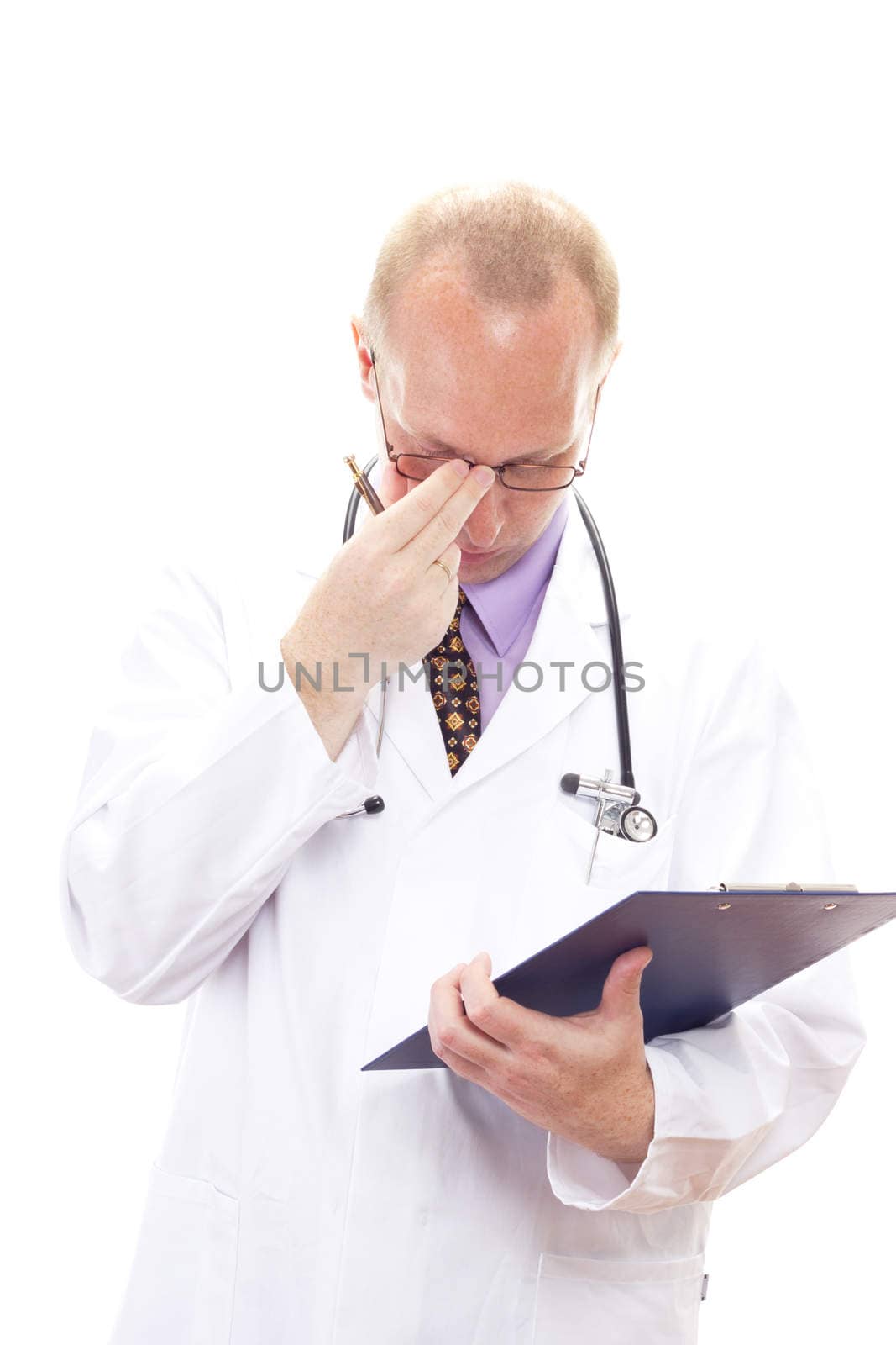 Professional physician having lot of work today