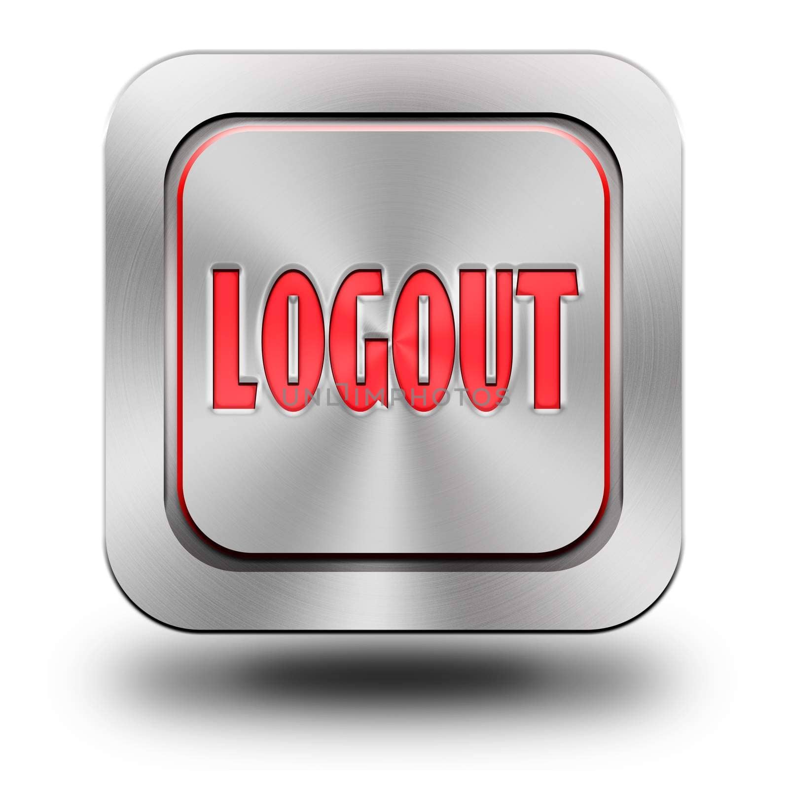 Logout, aluminum, steel, chromium, glossy, icon, button, sign, icons, buttons, crazy colors