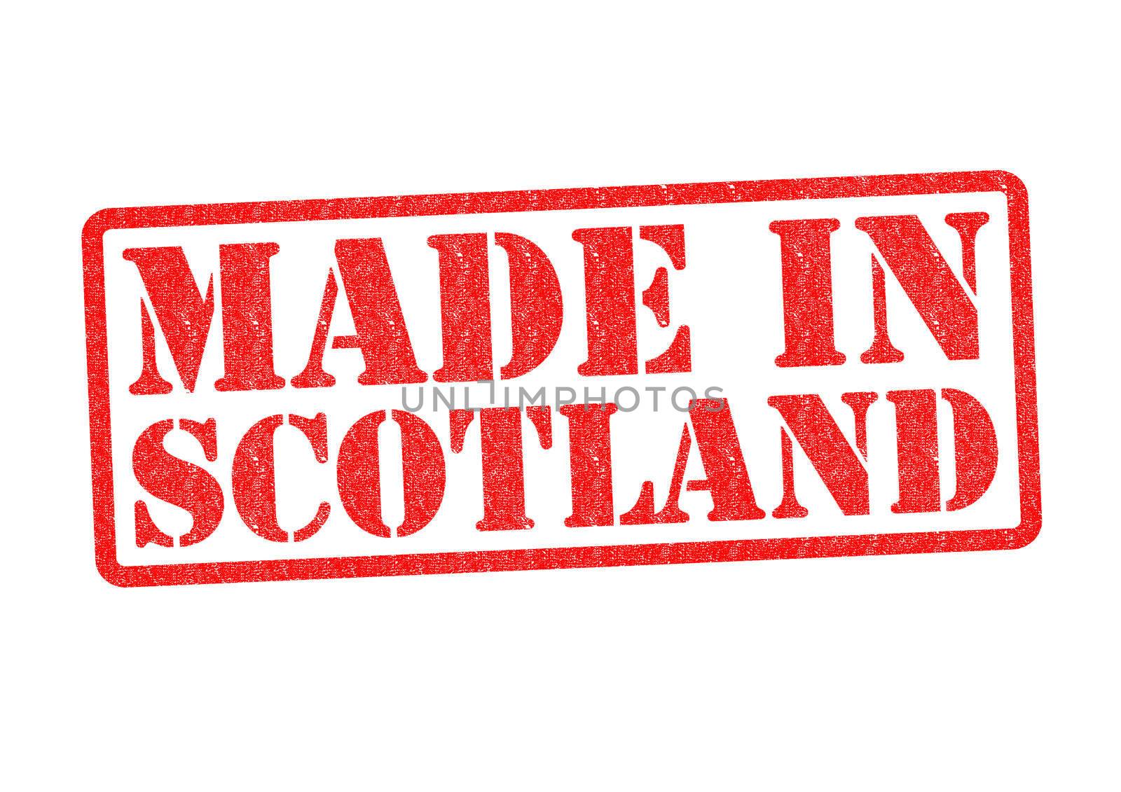 MADE IN SCOTLAND Rubber Stamp over a white background.