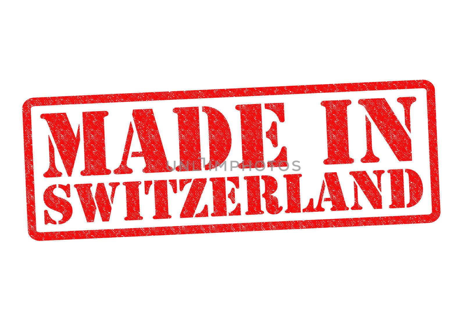 MADE IN SWITZERLAND Rubber Stamp over a white background.