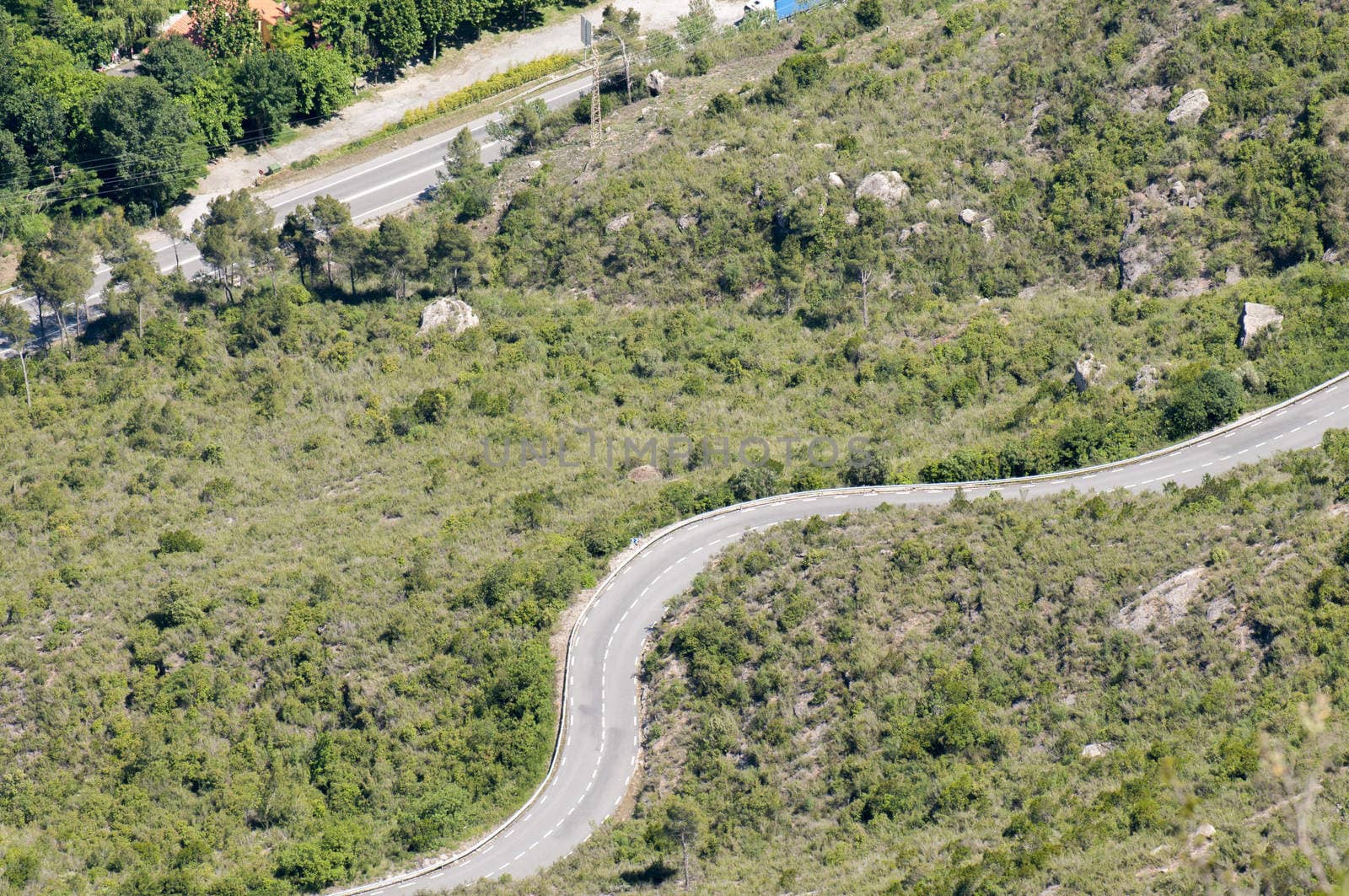 Aerial view of the road