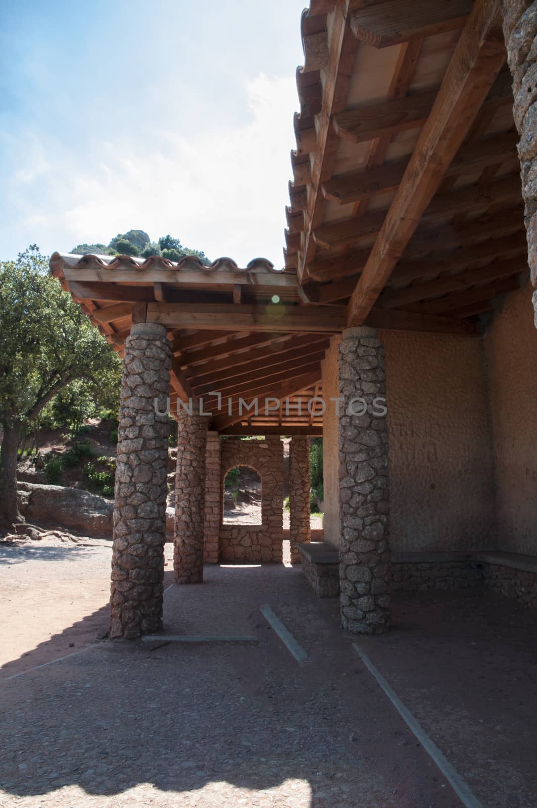 architecture of a chapel with stone columns