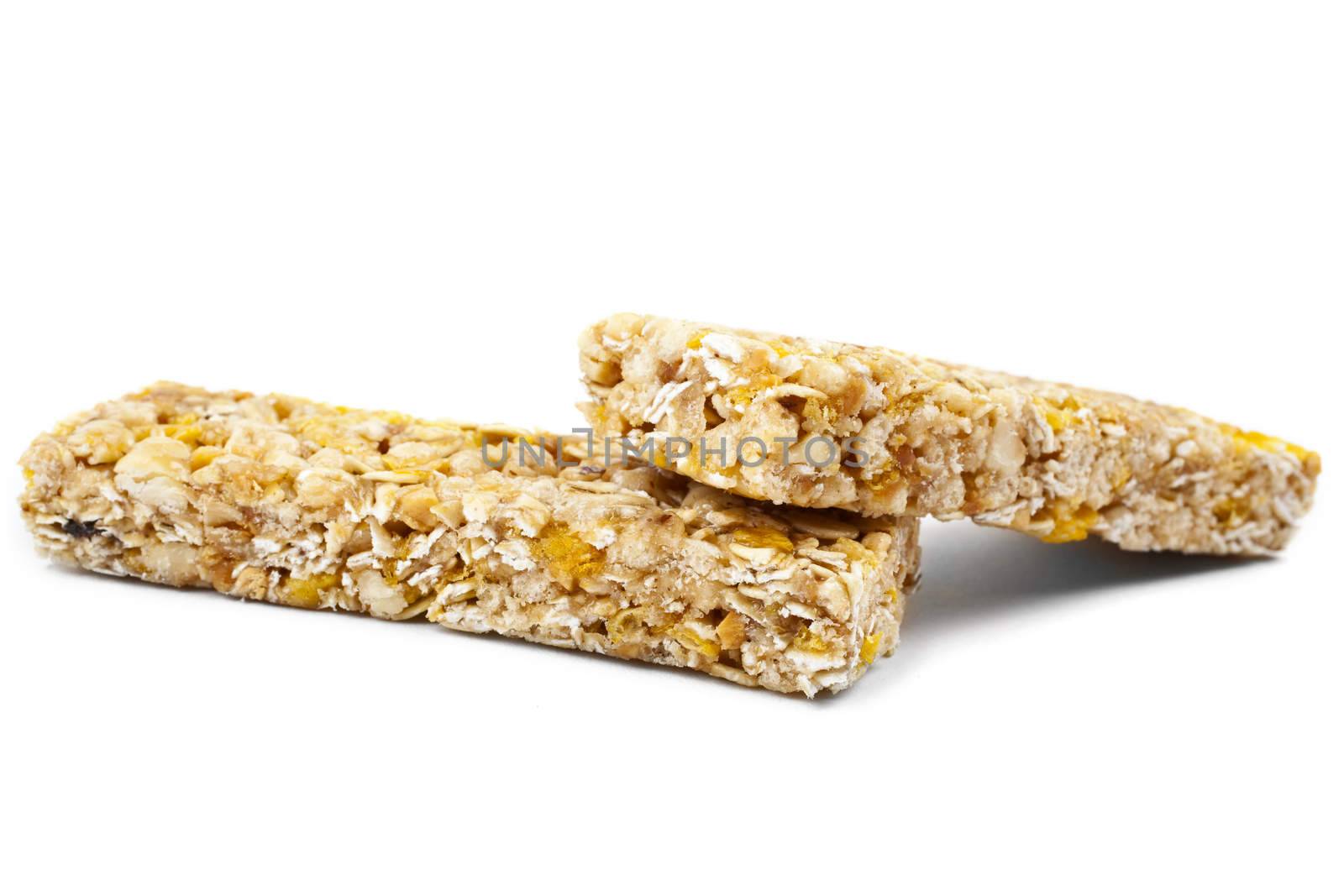 Cereal Bars over a white background.