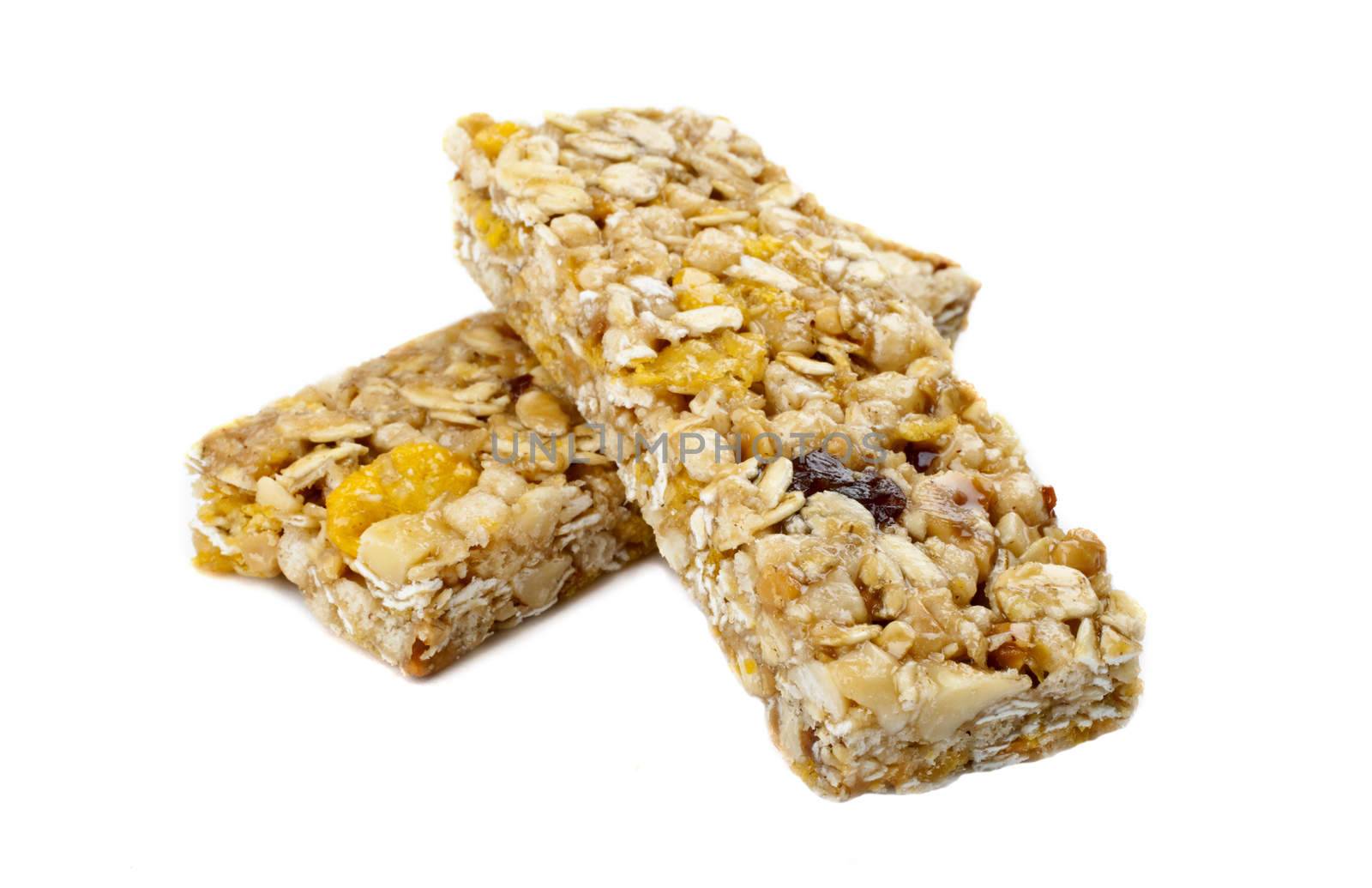 Cereal Bars over a white background.