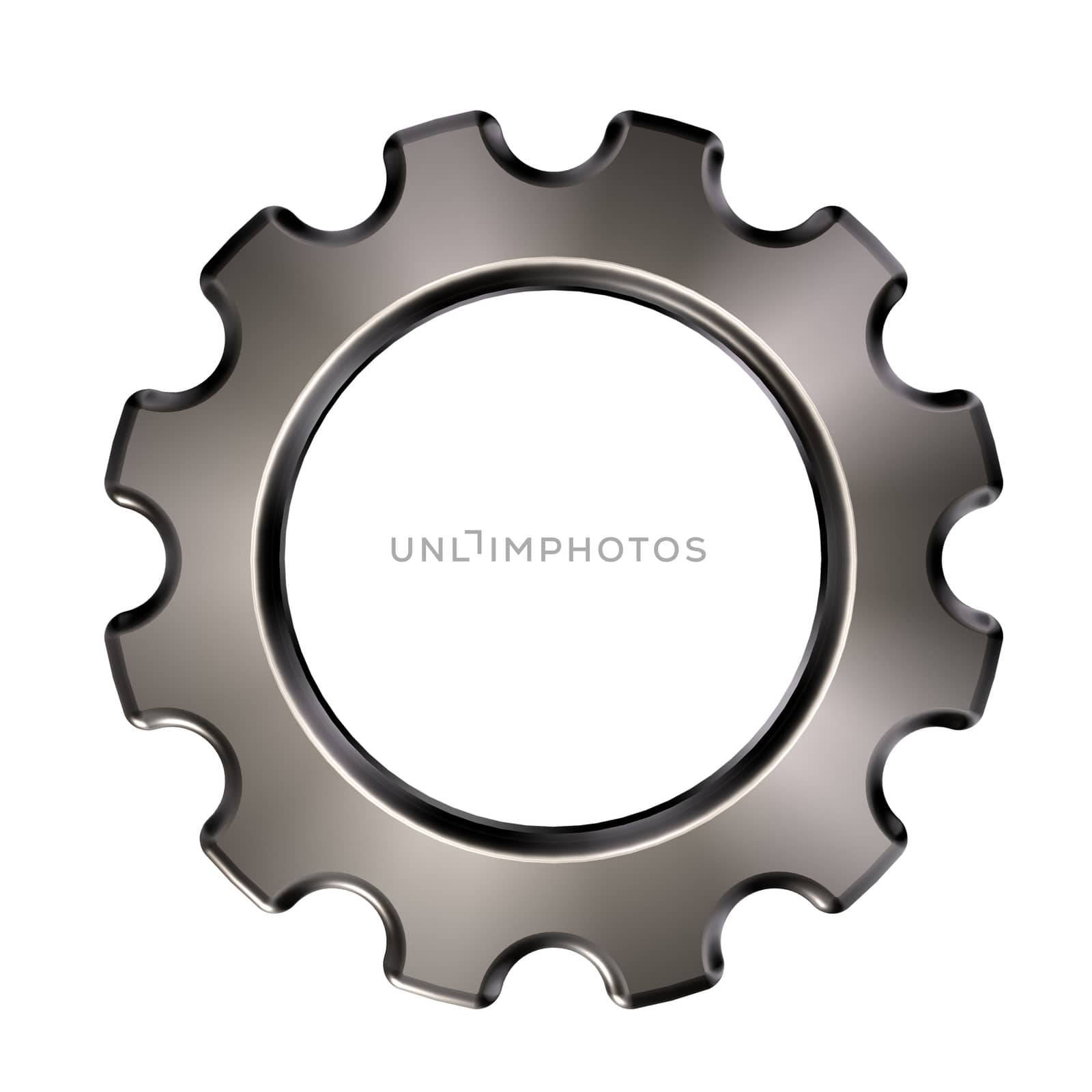 metal gear wheel on white background - 3d illustration