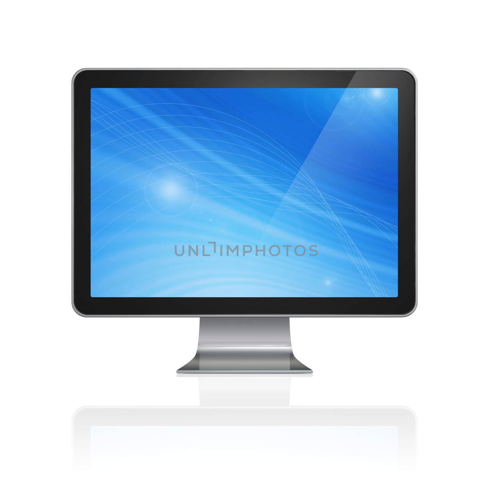 3D computer, TV screen, isolated on white with clipping path