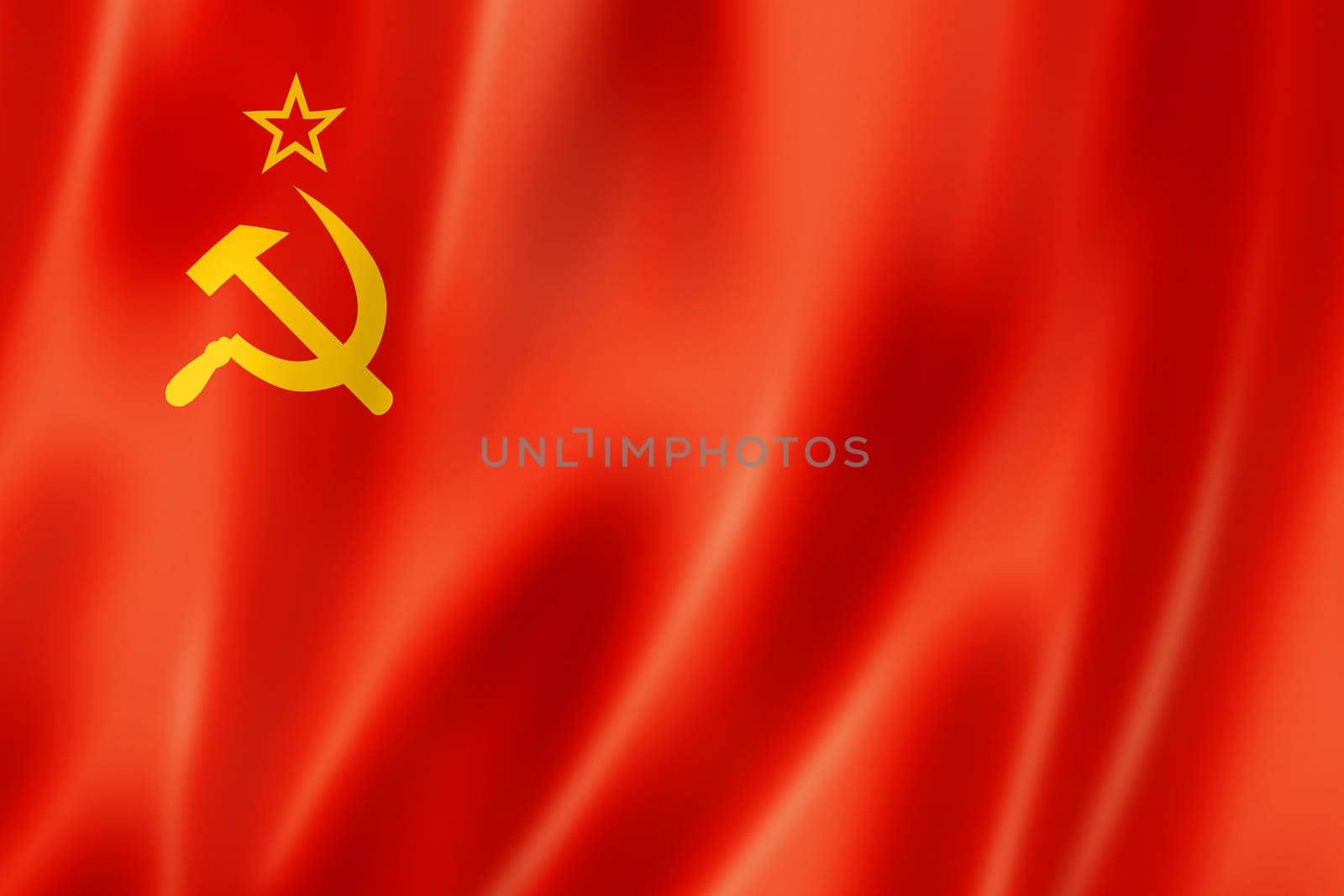 USSR, Soviet Union flag, three dimensional render, satin texture