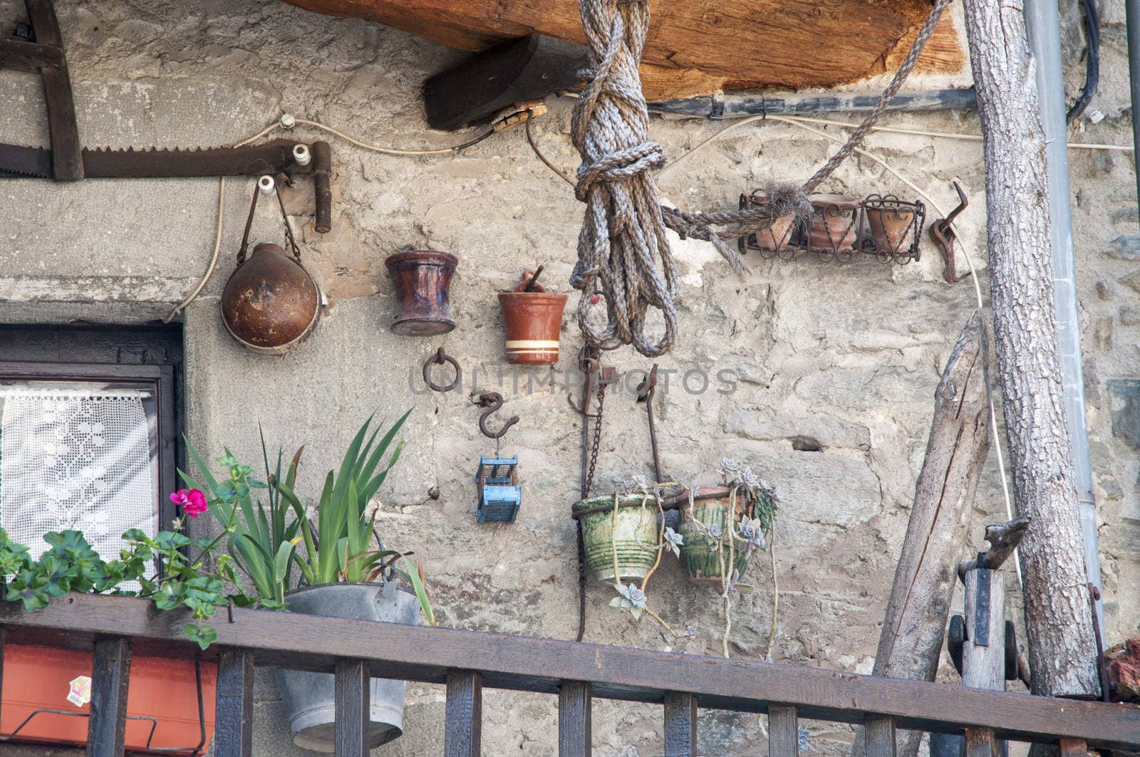 balcony decorated with antiques