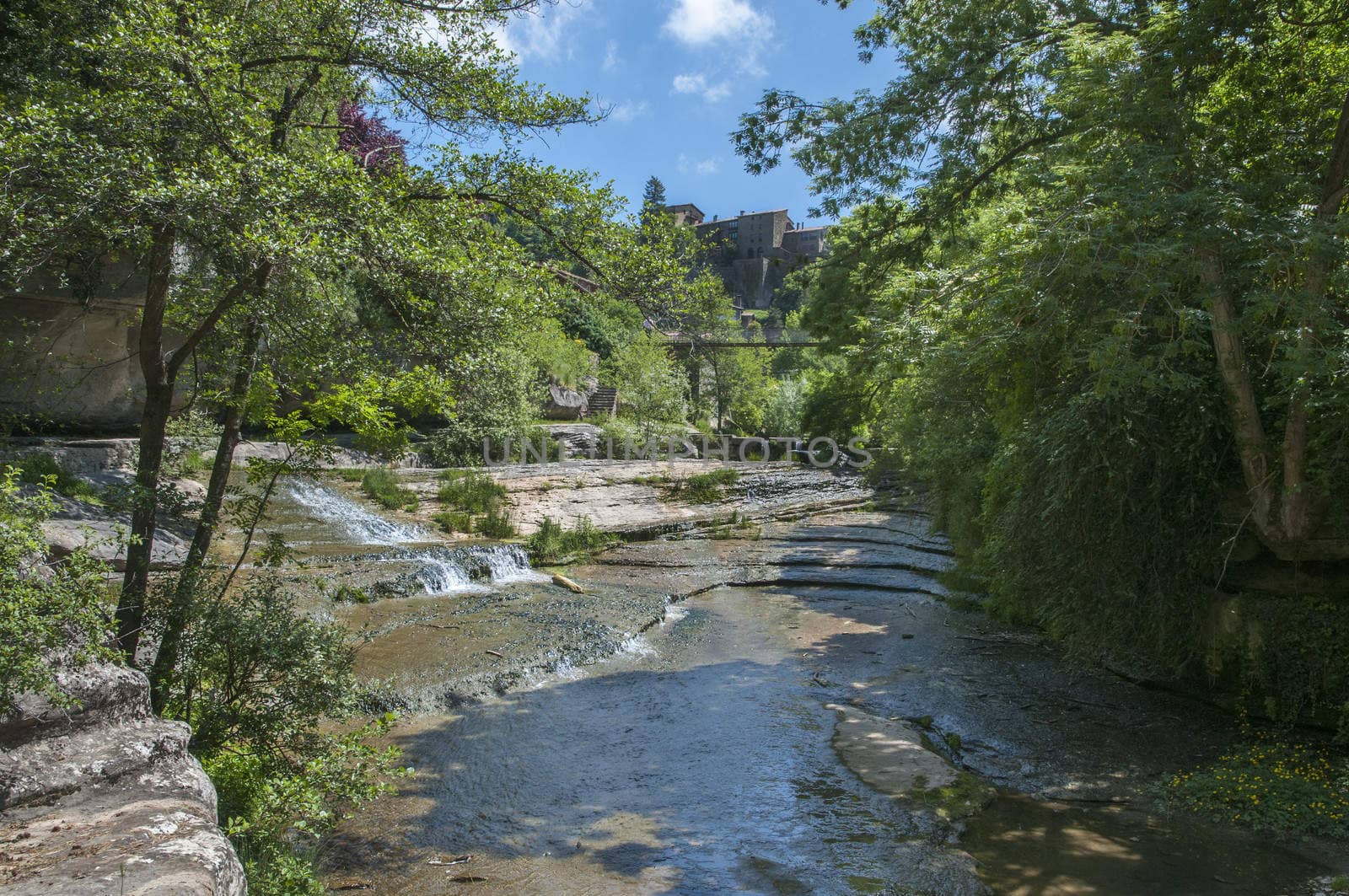 Rupit river with the people background