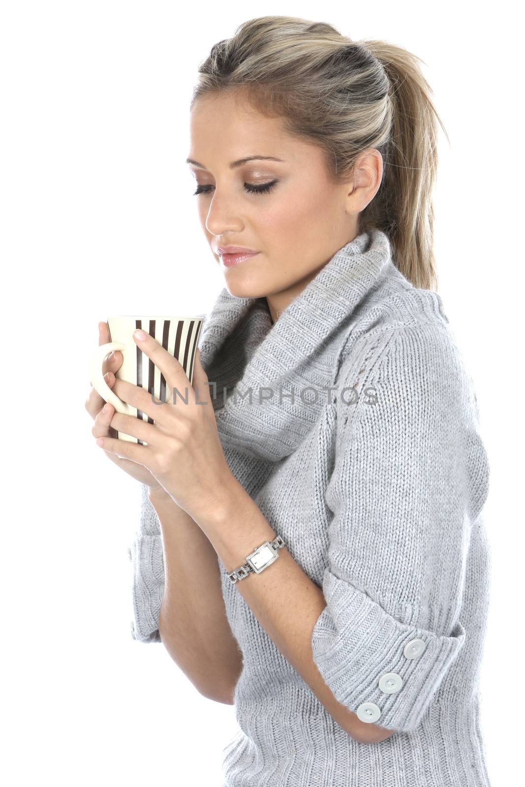 Woman Drinking a Mug of Coffee