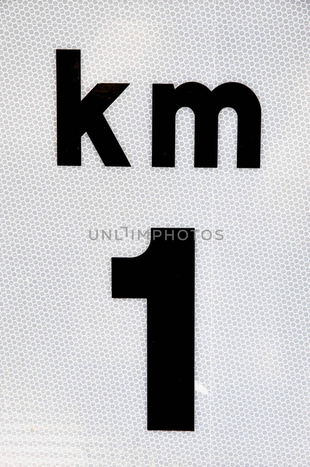 kilometer sign on a bright background