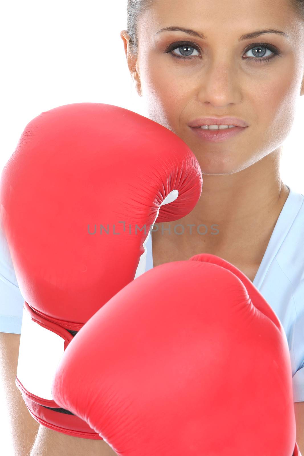 Woman Wearing Boxing Gloves