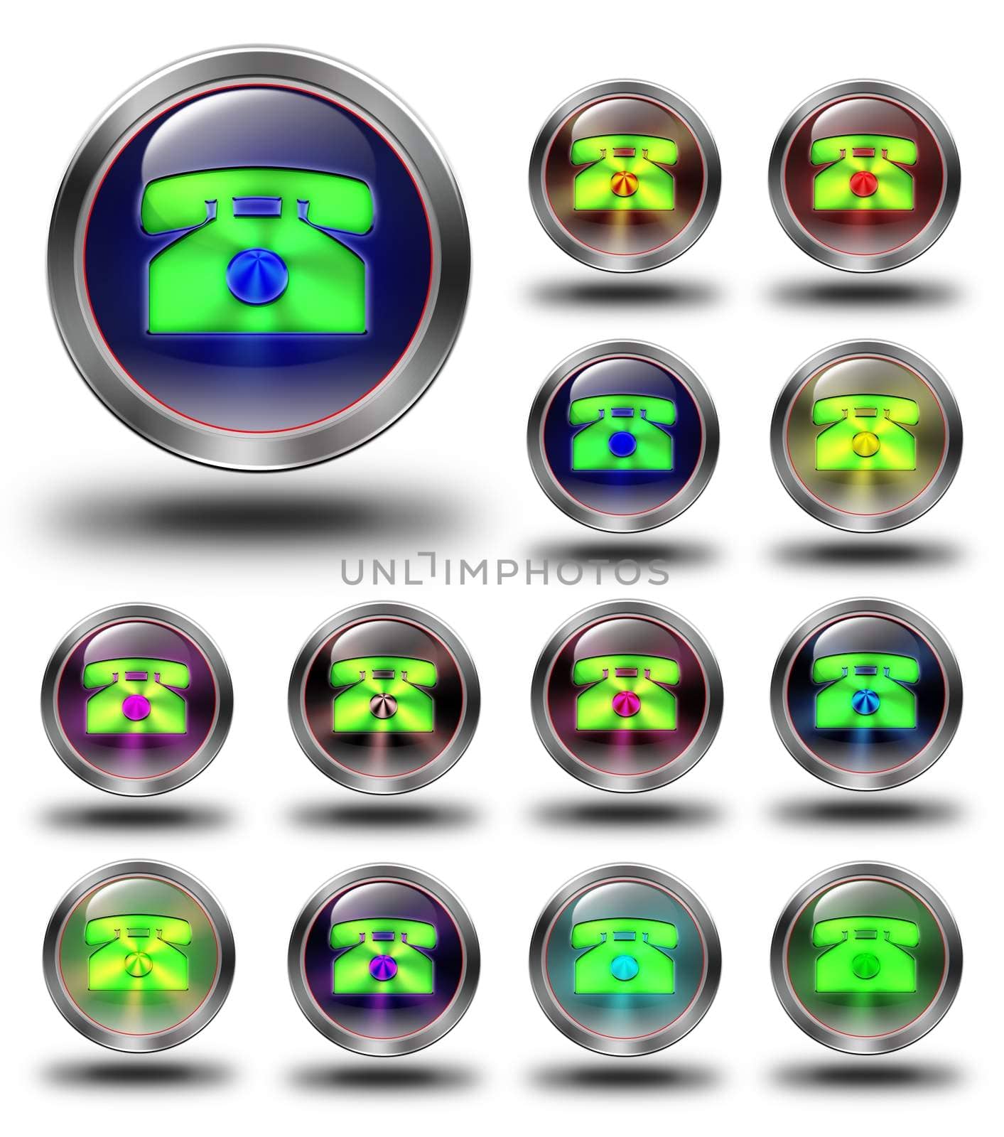 glossy icon, button, crazy colors, Glossy metallic buttons.