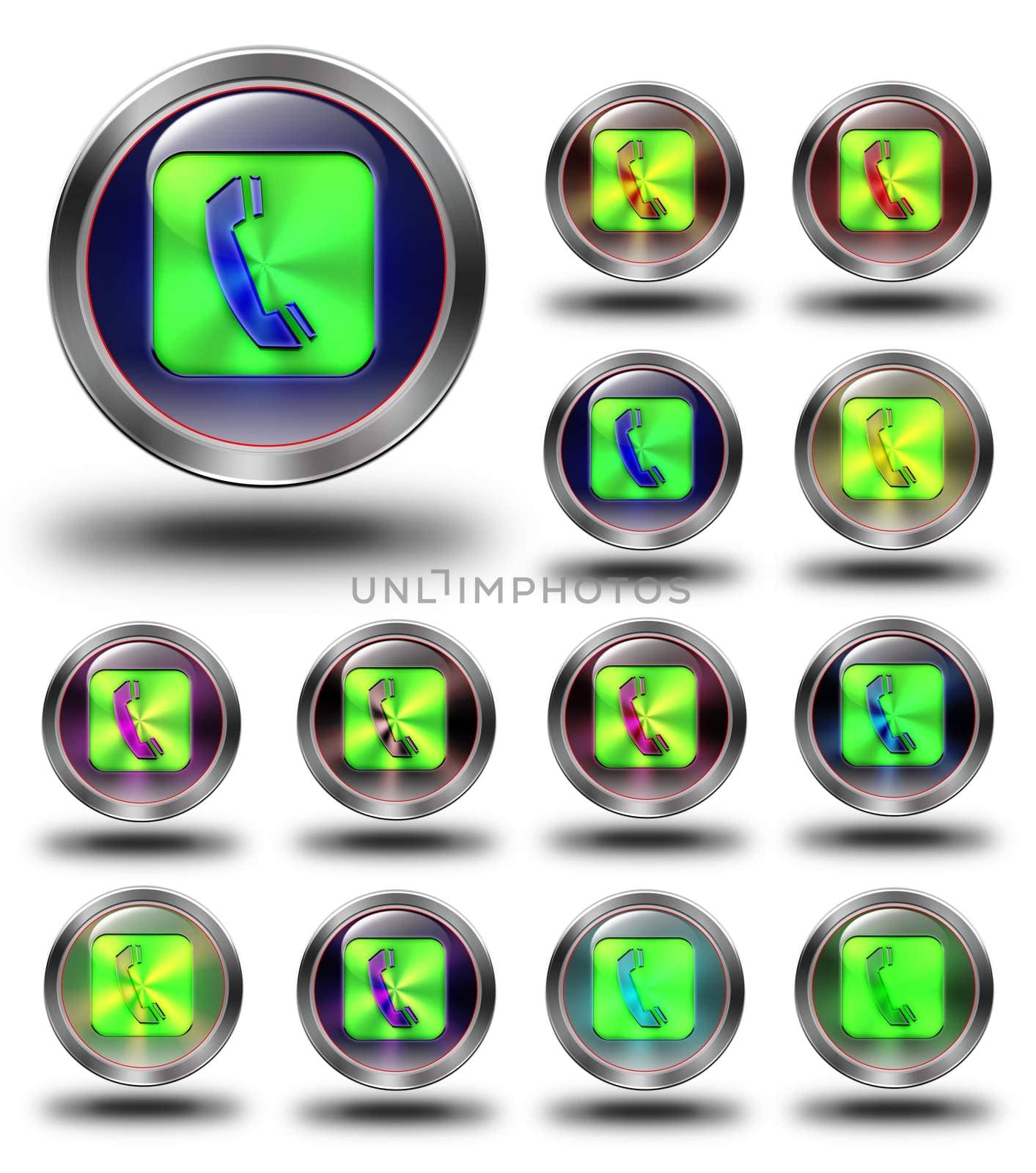 glossy icon, button, crazy colors, Glossy metallic buttons.