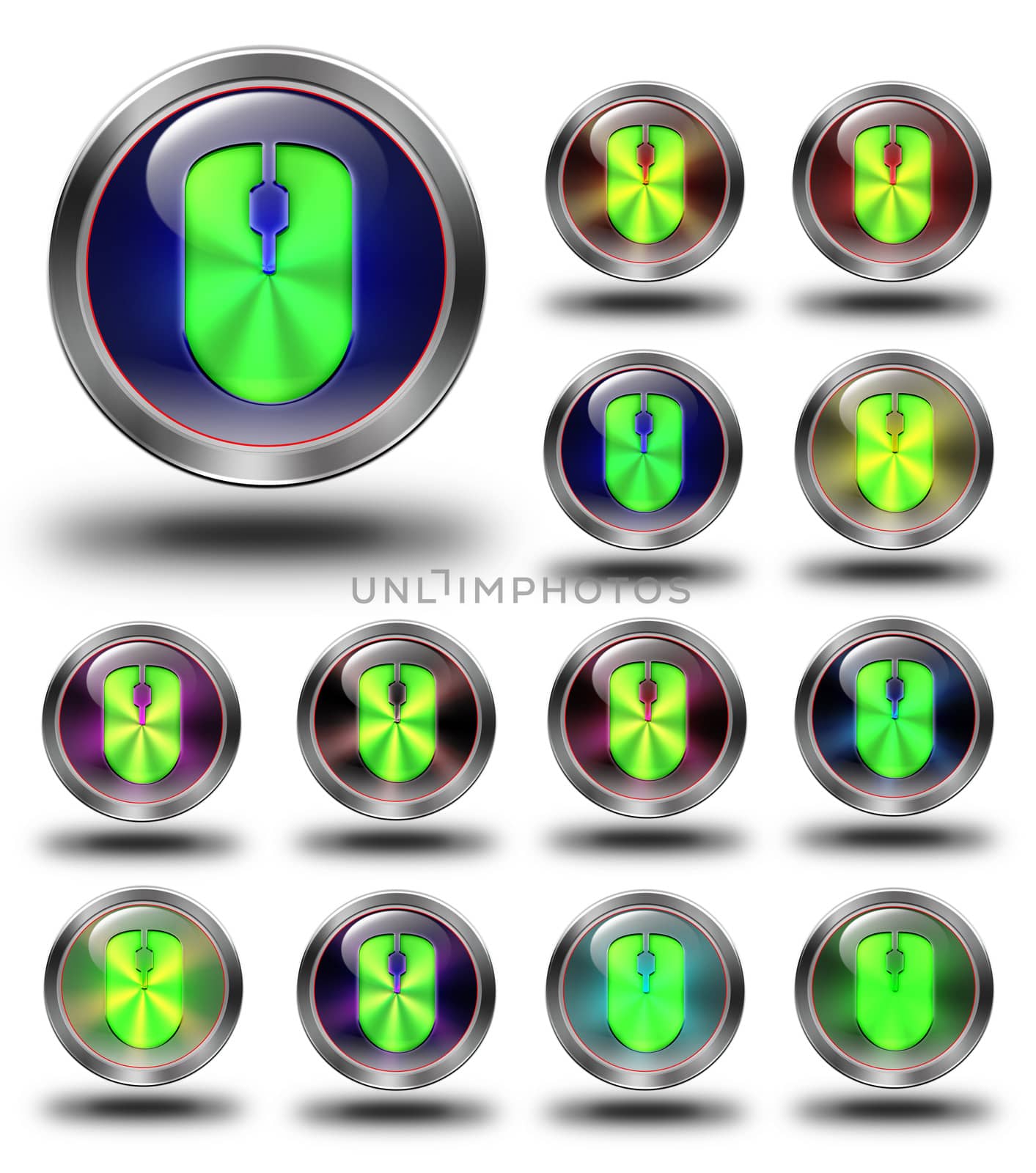 Mouse glossy icons, crazy colors by konradkerker