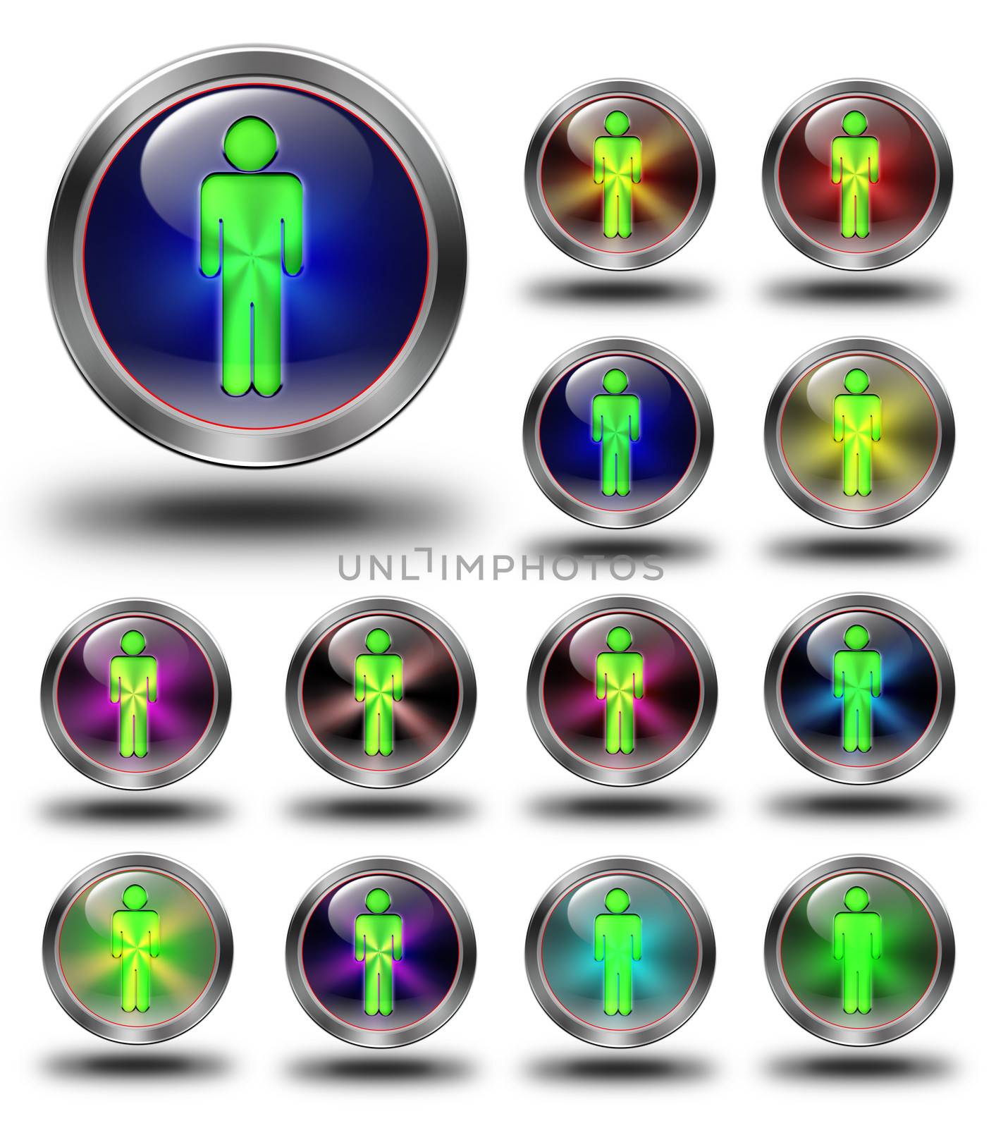 Men glossy icons, crazy colors by konradkerker