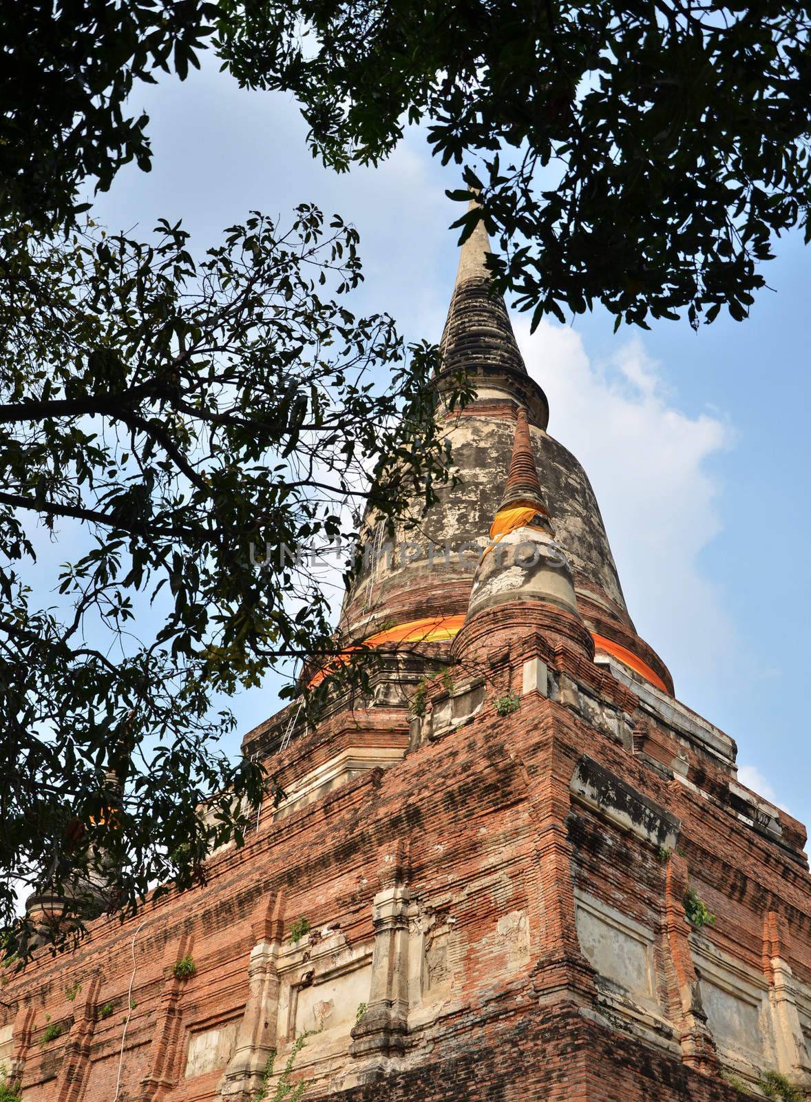 Big pagoda in mongkol temple at ayutthaya province, Thailand  by siraanamwong